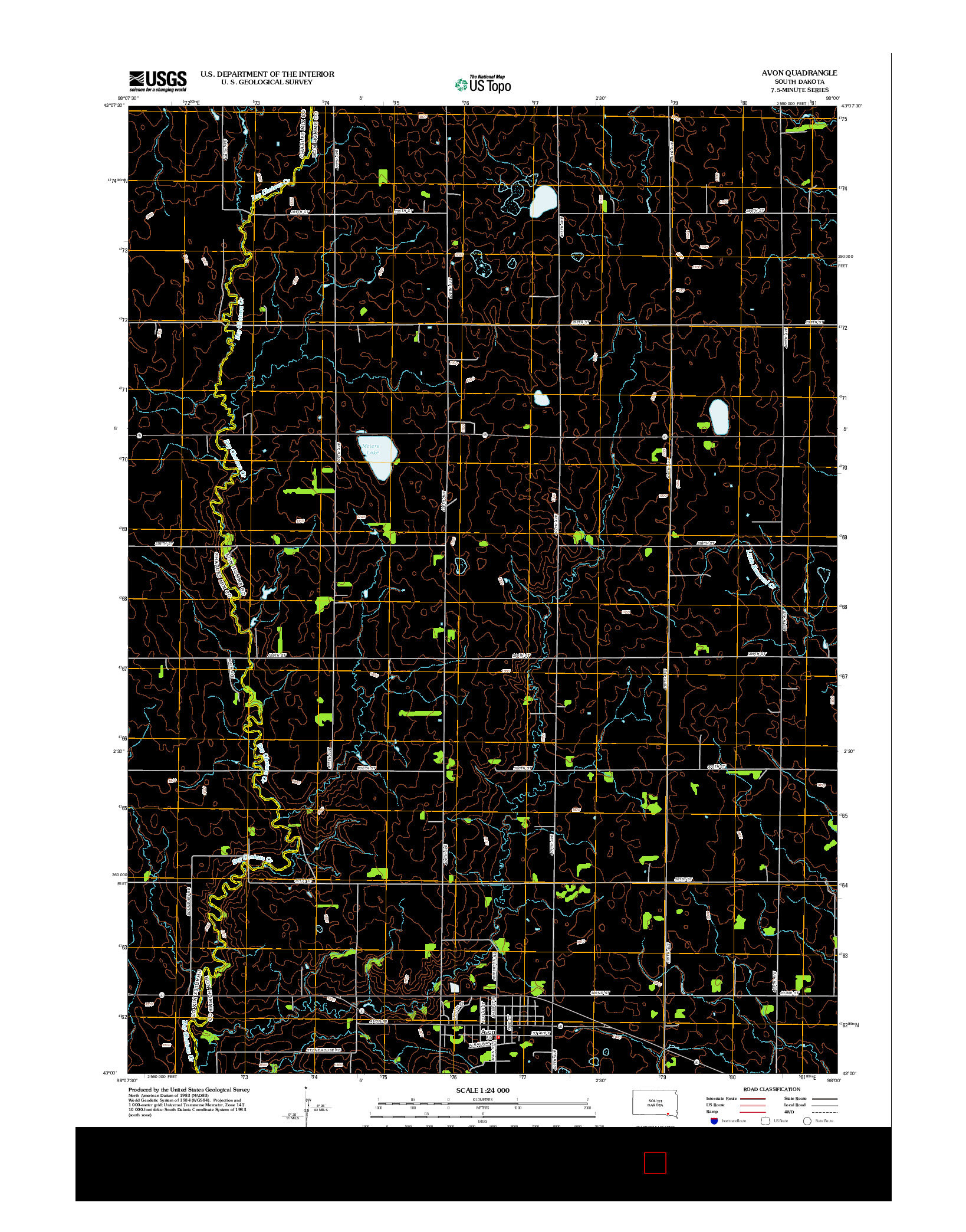 USGS US TOPO 7.5-MINUTE MAP FOR AVON, SD 2012