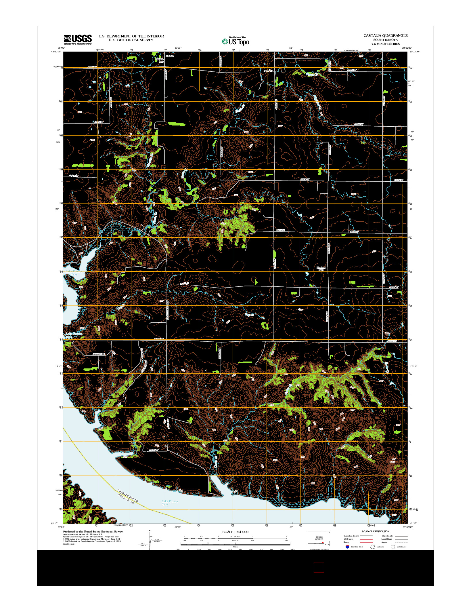 USGS US TOPO 7.5-MINUTE MAP FOR CASTALIA, SD 2012