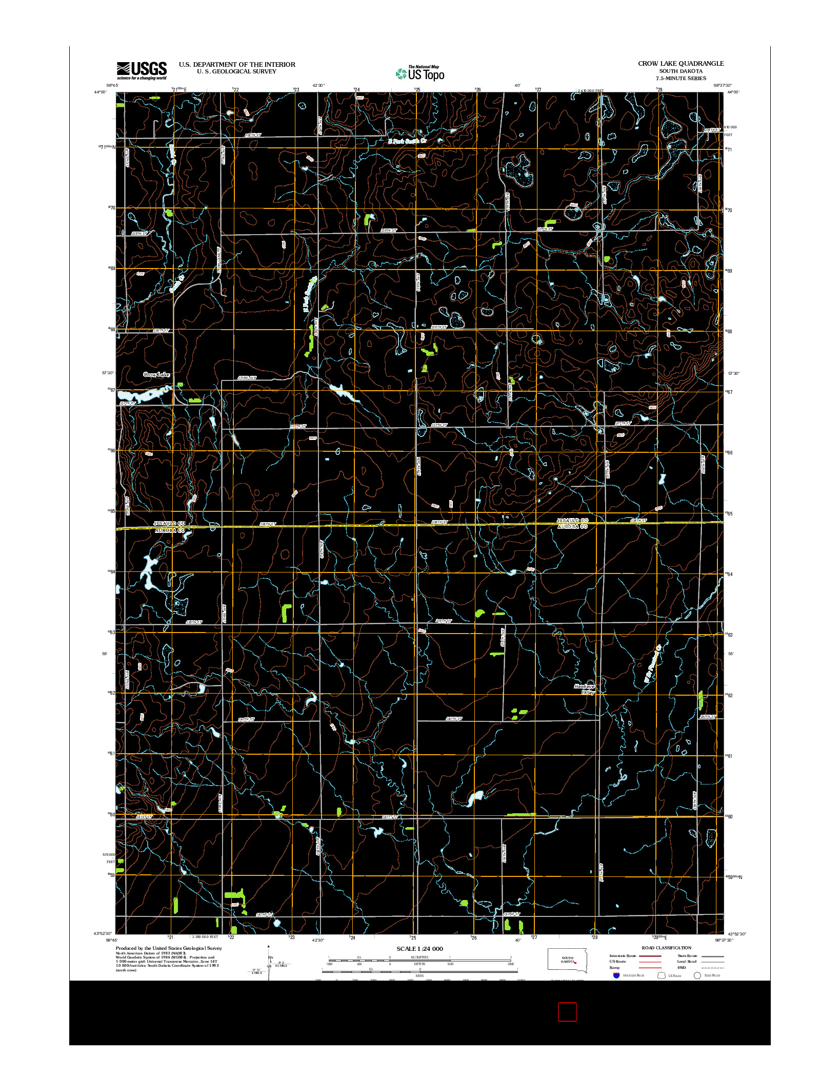 USGS US TOPO 7.5-MINUTE MAP FOR CROW LAKE, SD 2012