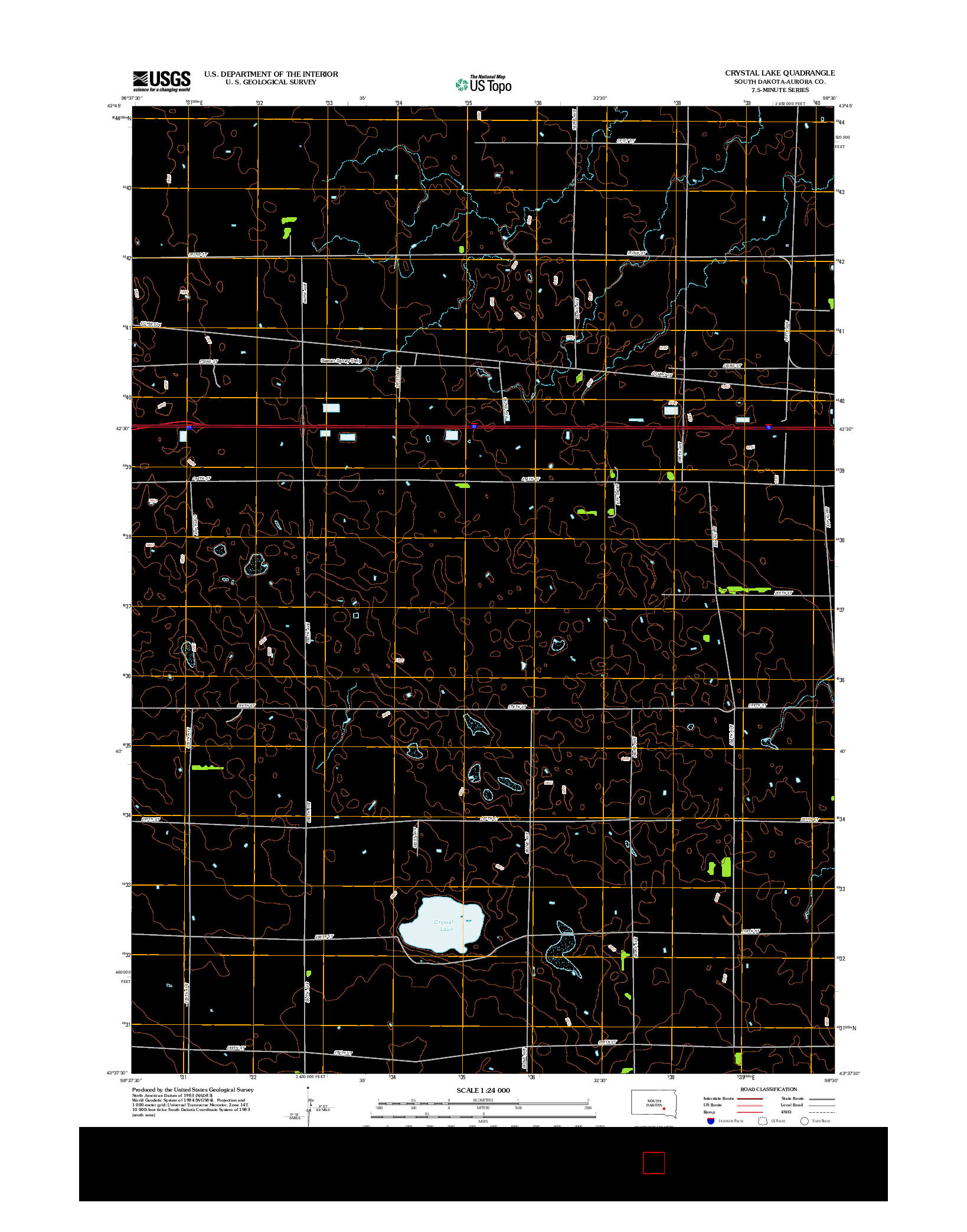 USGS US TOPO 7.5-MINUTE MAP FOR CRYSTAL LAKE, SD 2012