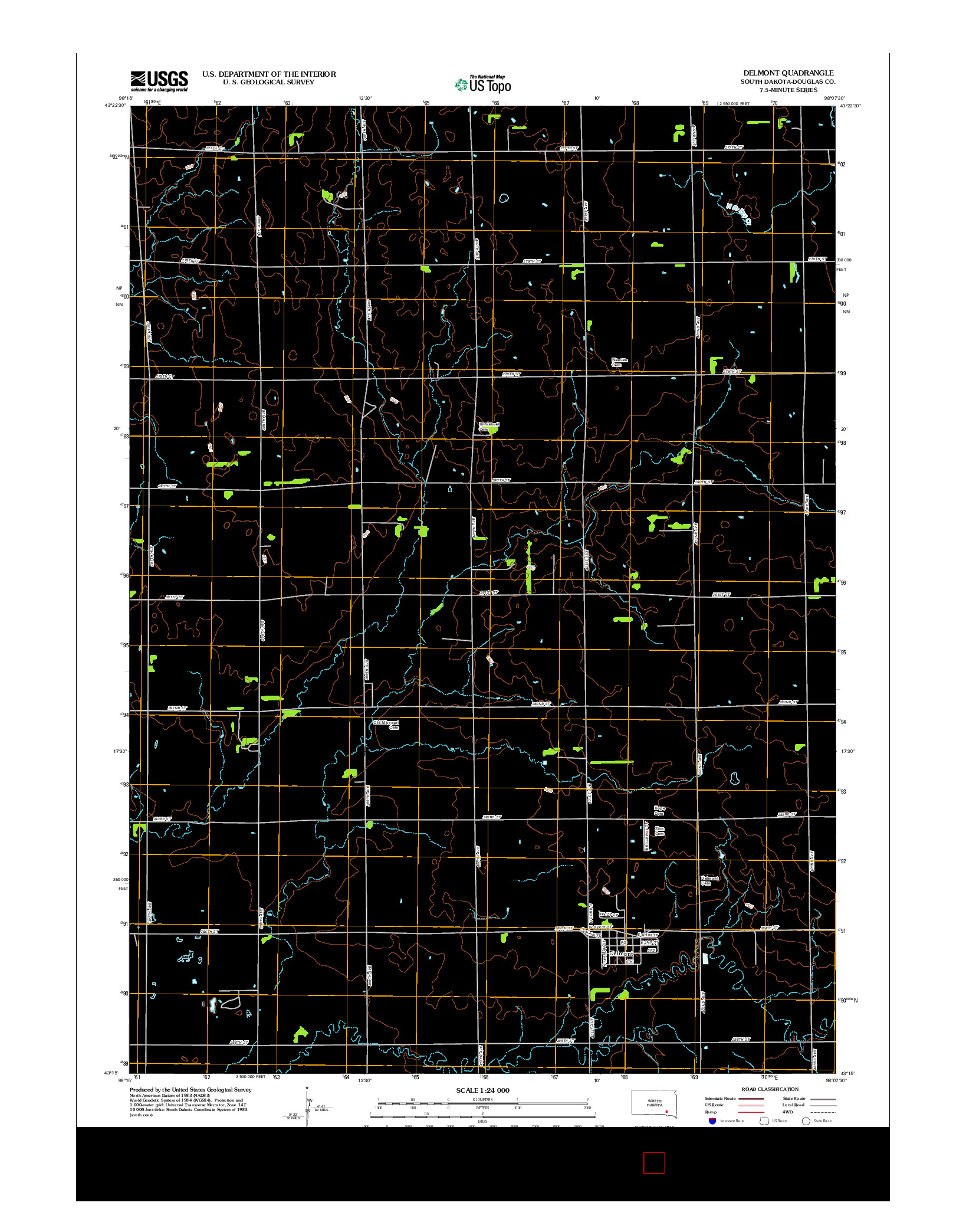USGS US TOPO 7.5-MINUTE MAP FOR DELMONT, SD 2012