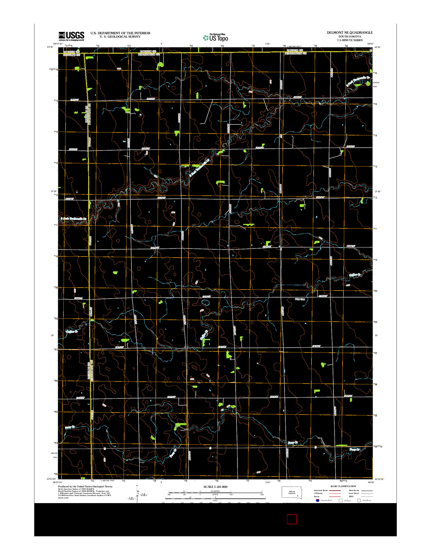 USGS US TOPO 7.5-MINUTE MAP FOR DELMONT NE, SD 2012