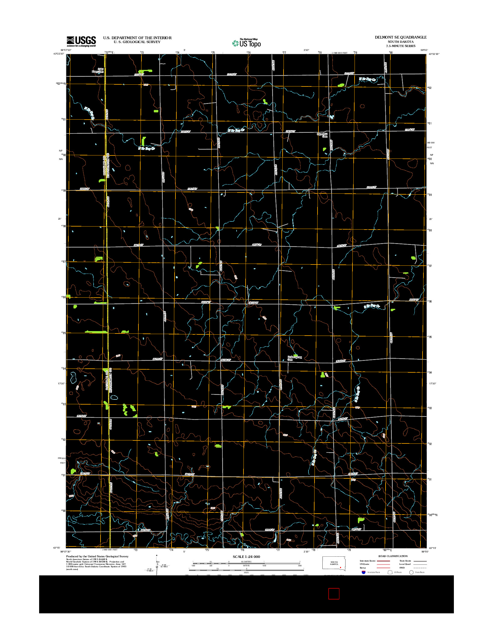 USGS US TOPO 7.5-MINUTE MAP FOR DELMONT SE, SD 2012