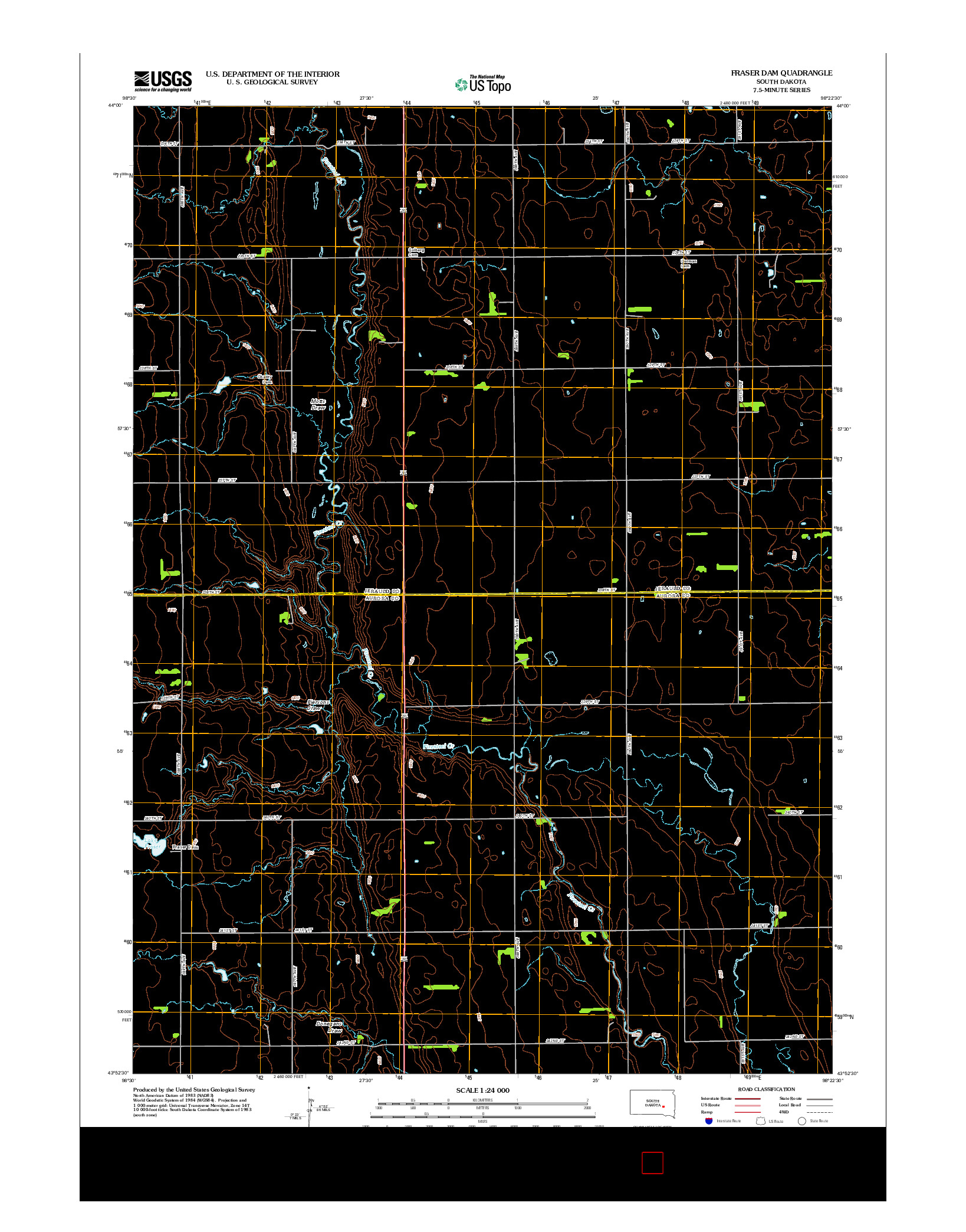 USGS US TOPO 7.5-MINUTE MAP FOR FRASER DAM, SD 2012