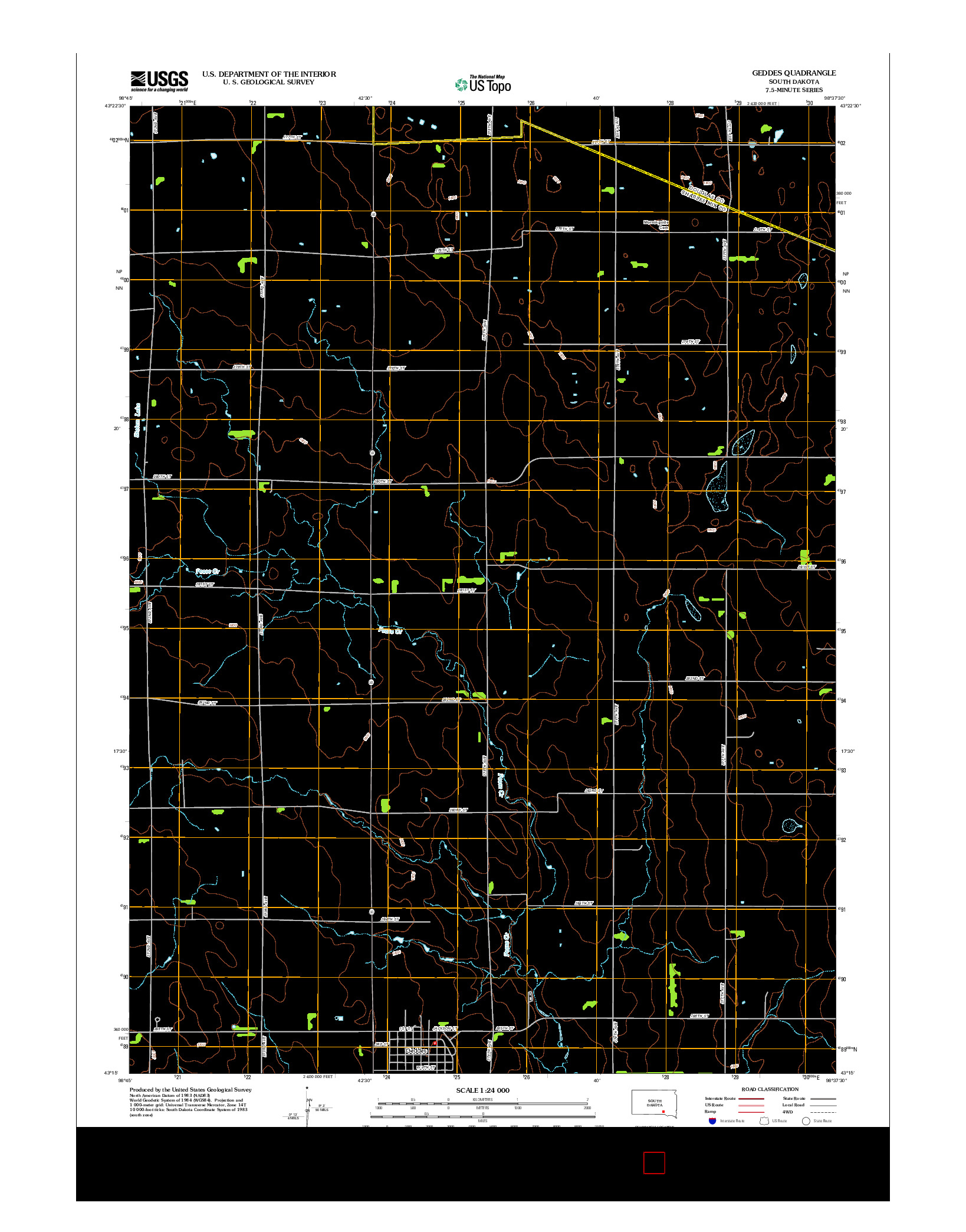 USGS US TOPO 7.5-MINUTE MAP FOR GEDDES, SD 2012