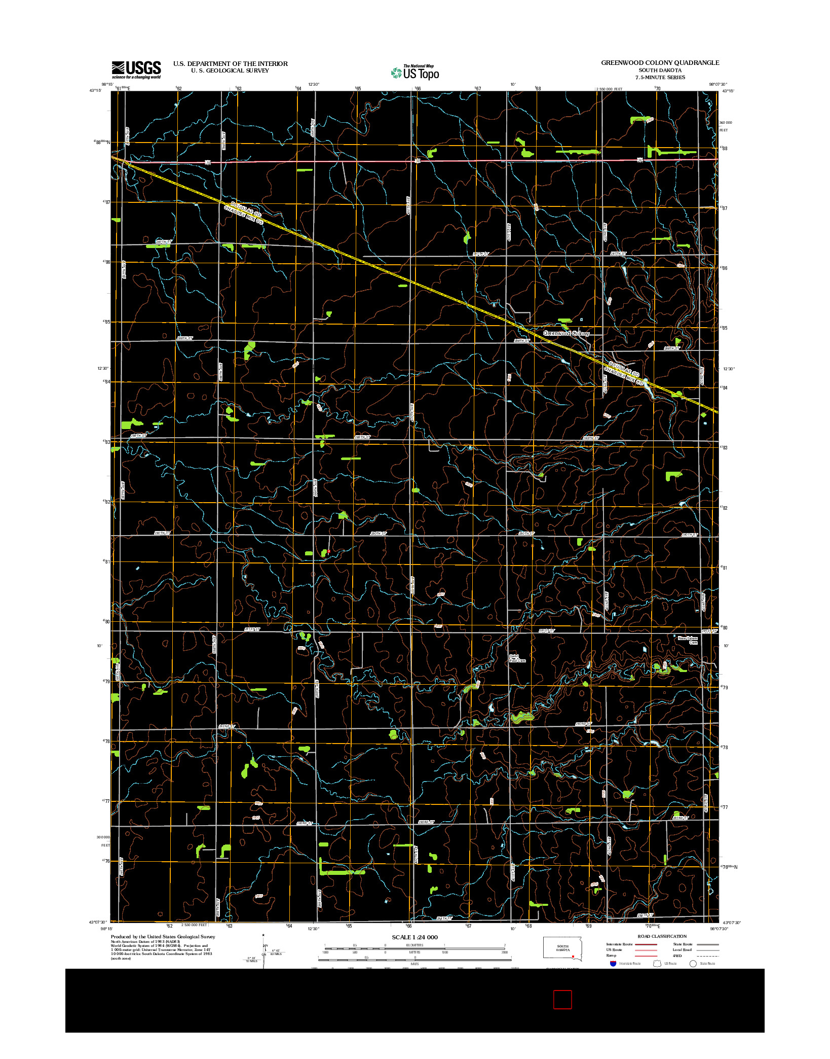 USGS US TOPO 7.5-MINUTE MAP FOR GREENWOOD COLONY, SD 2012