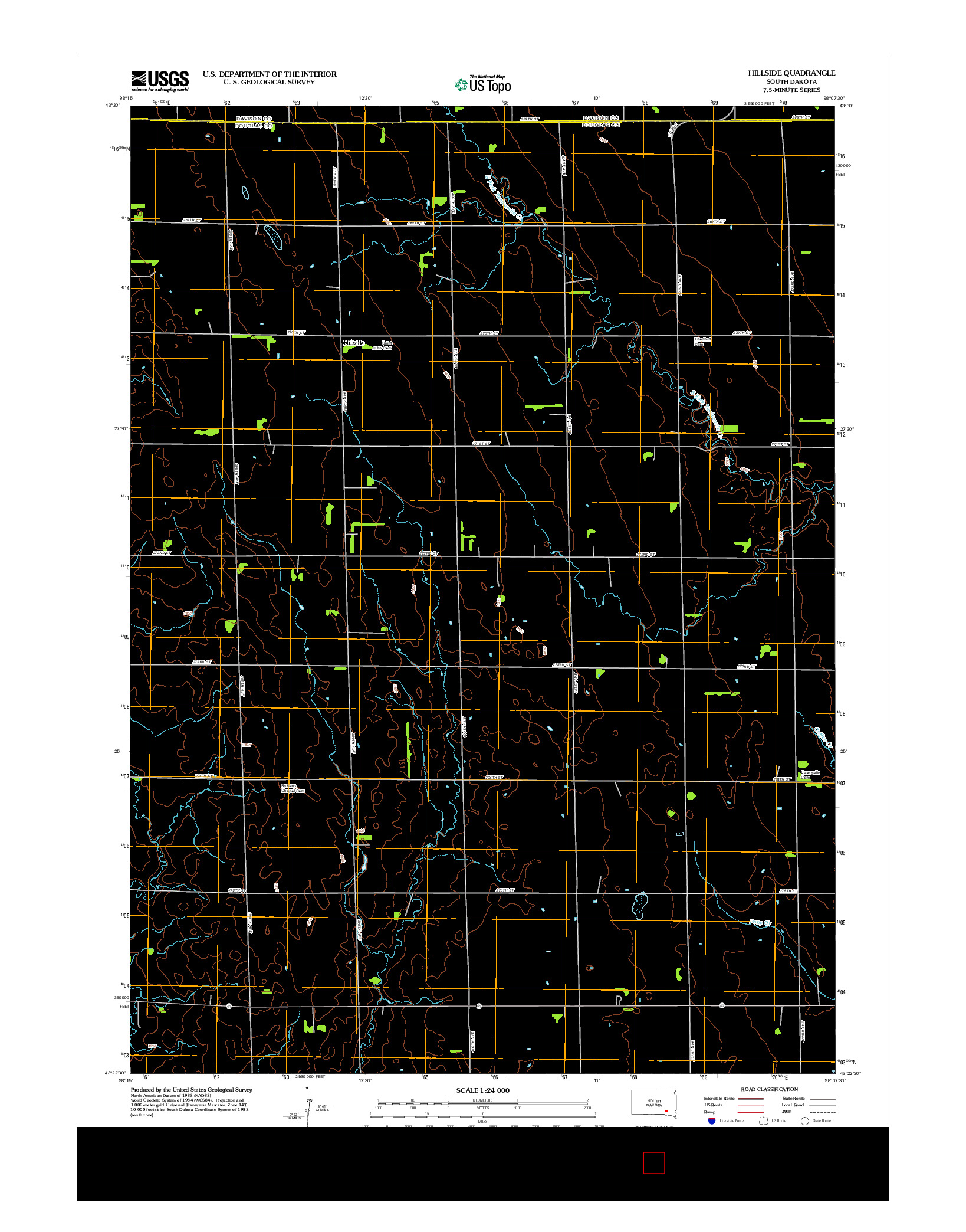 USGS US TOPO 7.5-MINUTE MAP FOR HILLSIDE, SD 2012