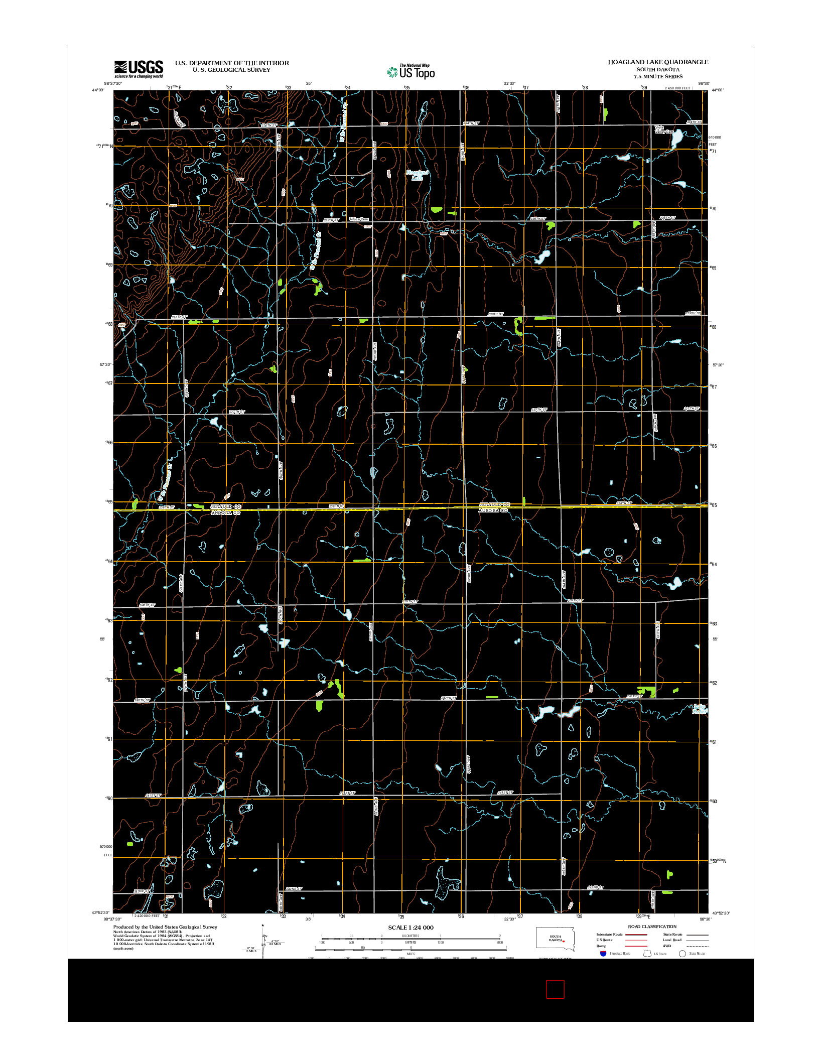 USGS US TOPO 7.5-MINUTE MAP FOR HOAGLAND LAKE, SD 2012