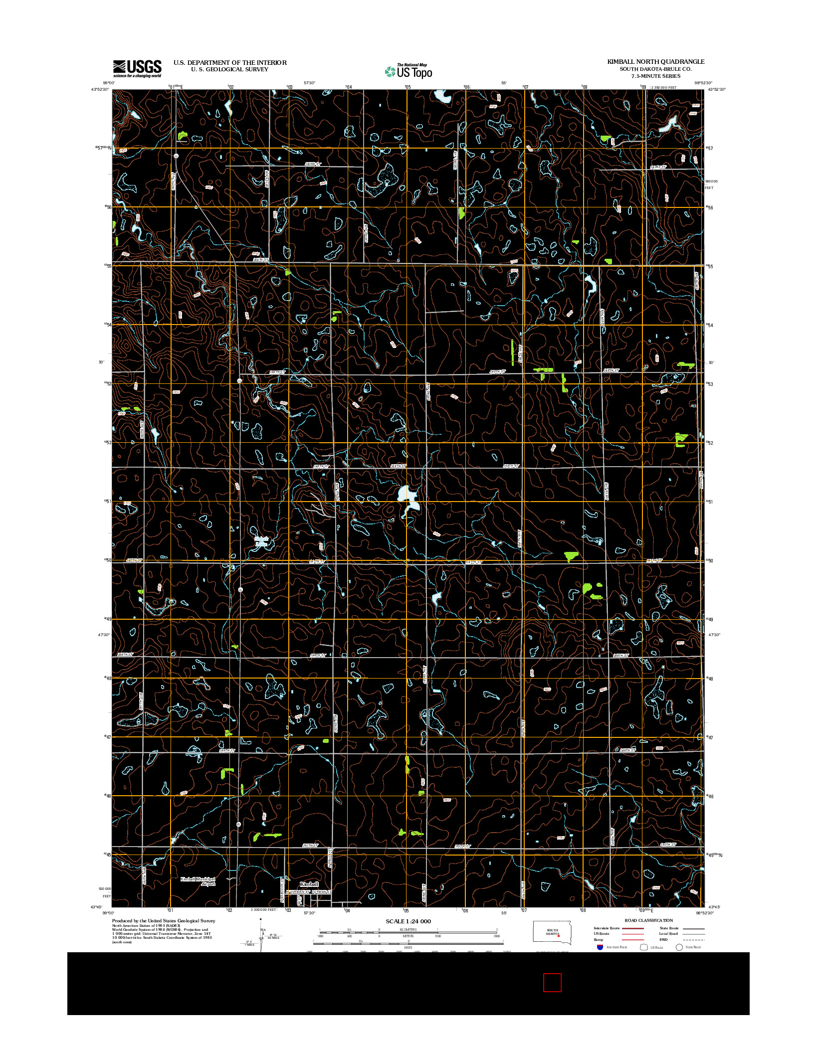 USGS US TOPO 7.5-MINUTE MAP FOR KIMBALL NORTH, SD 2012