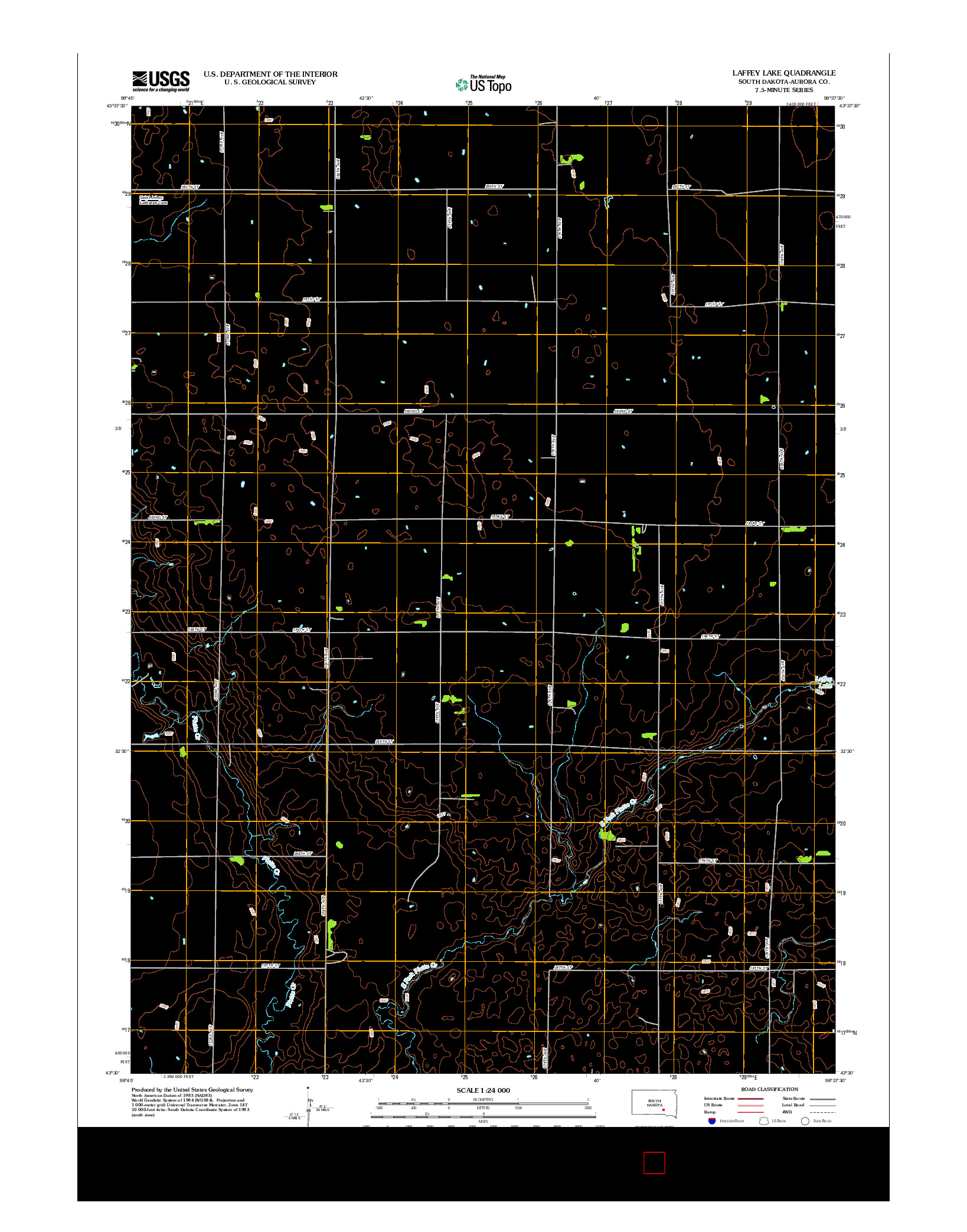 USGS US TOPO 7.5-MINUTE MAP FOR LAFFEY LAKE, SD 2012