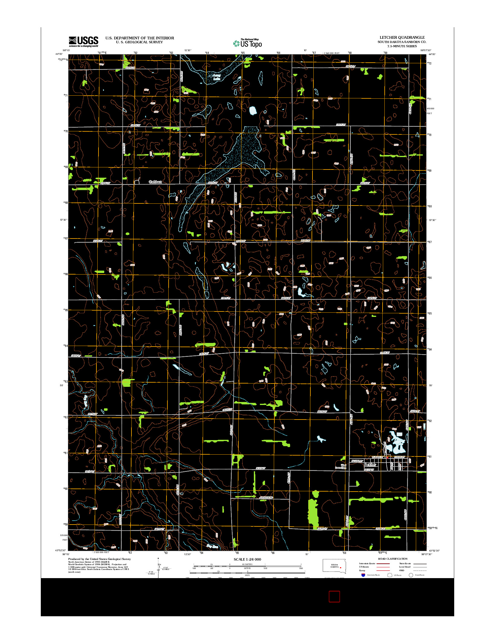 USGS US TOPO 7.5-MINUTE MAP FOR LETCHER, SD 2012
