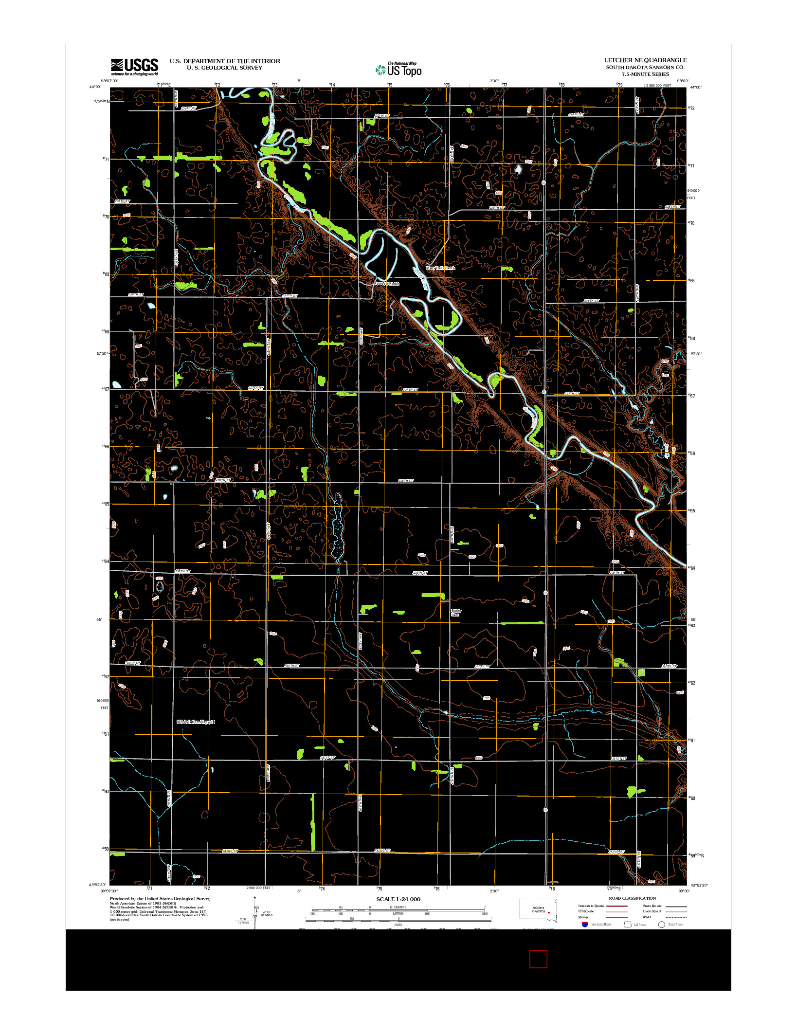 USGS US TOPO 7.5-MINUTE MAP FOR LETCHER NE, SD 2012