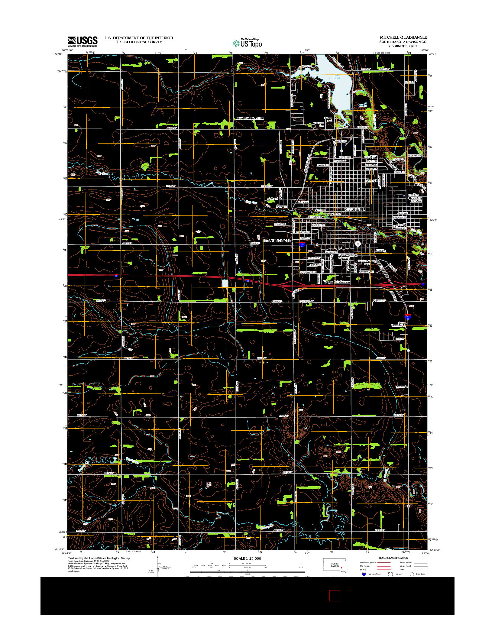 USGS US TOPO 7.5-MINUTE MAP FOR MITCHELL, SD 2012