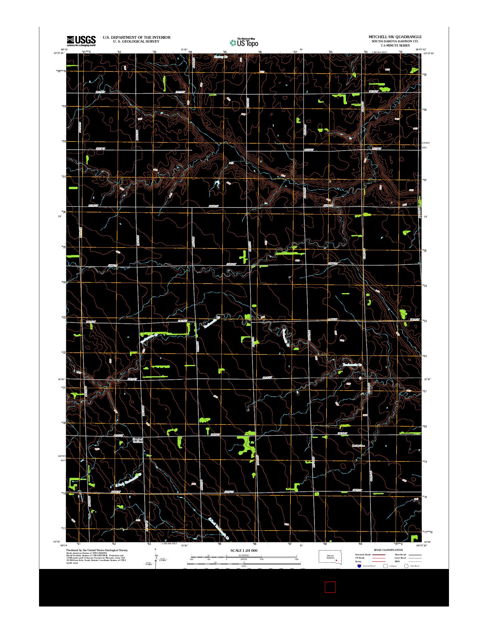 USGS US TOPO 7.5-MINUTE MAP FOR MITCHELL SW, SD 2012