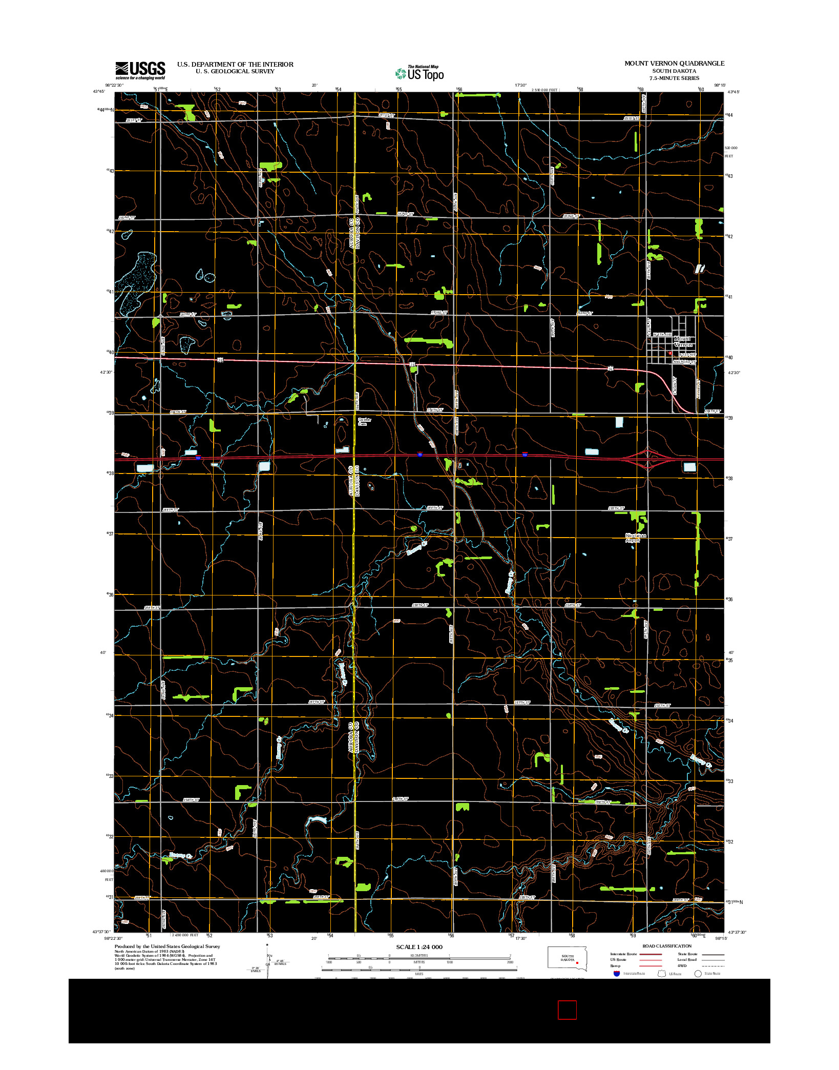 USGS US TOPO 7.5-MINUTE MAP FOR MOUNT VERNON, SD 2012