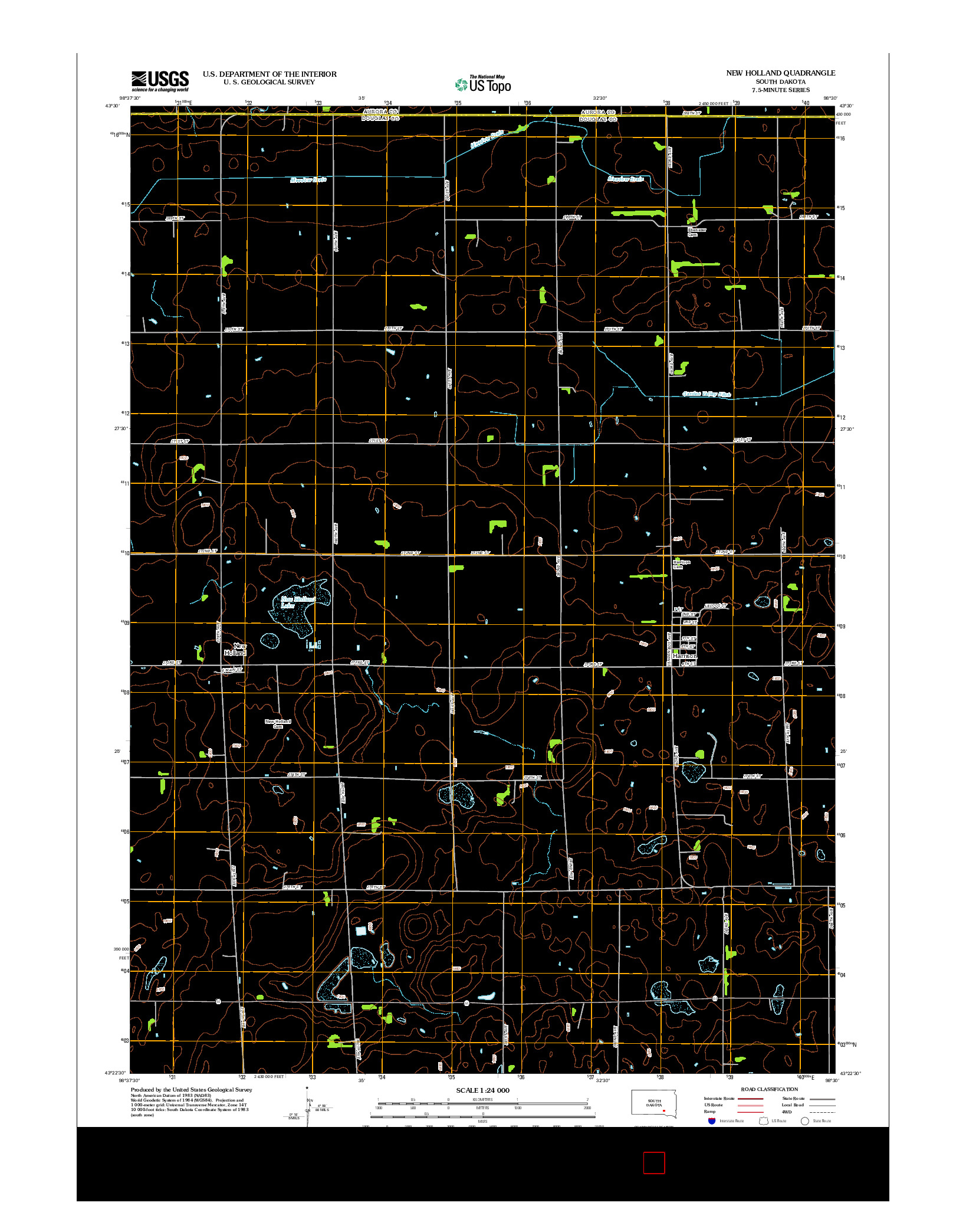 USGS US TOPO 7.5-MINUTE MAP FOR NEW HOLLAND, SD 2012