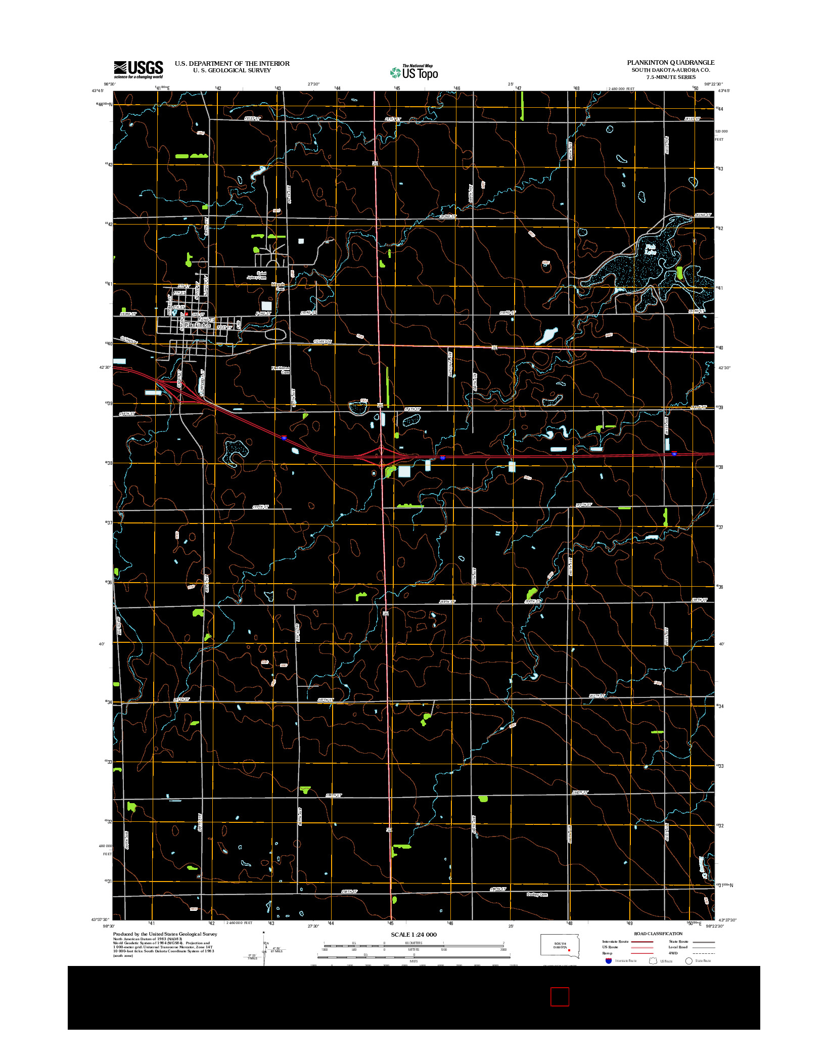 USGS US TOPO 7.5-MINUTE MAP FOR PLANKINTON, SD 2012