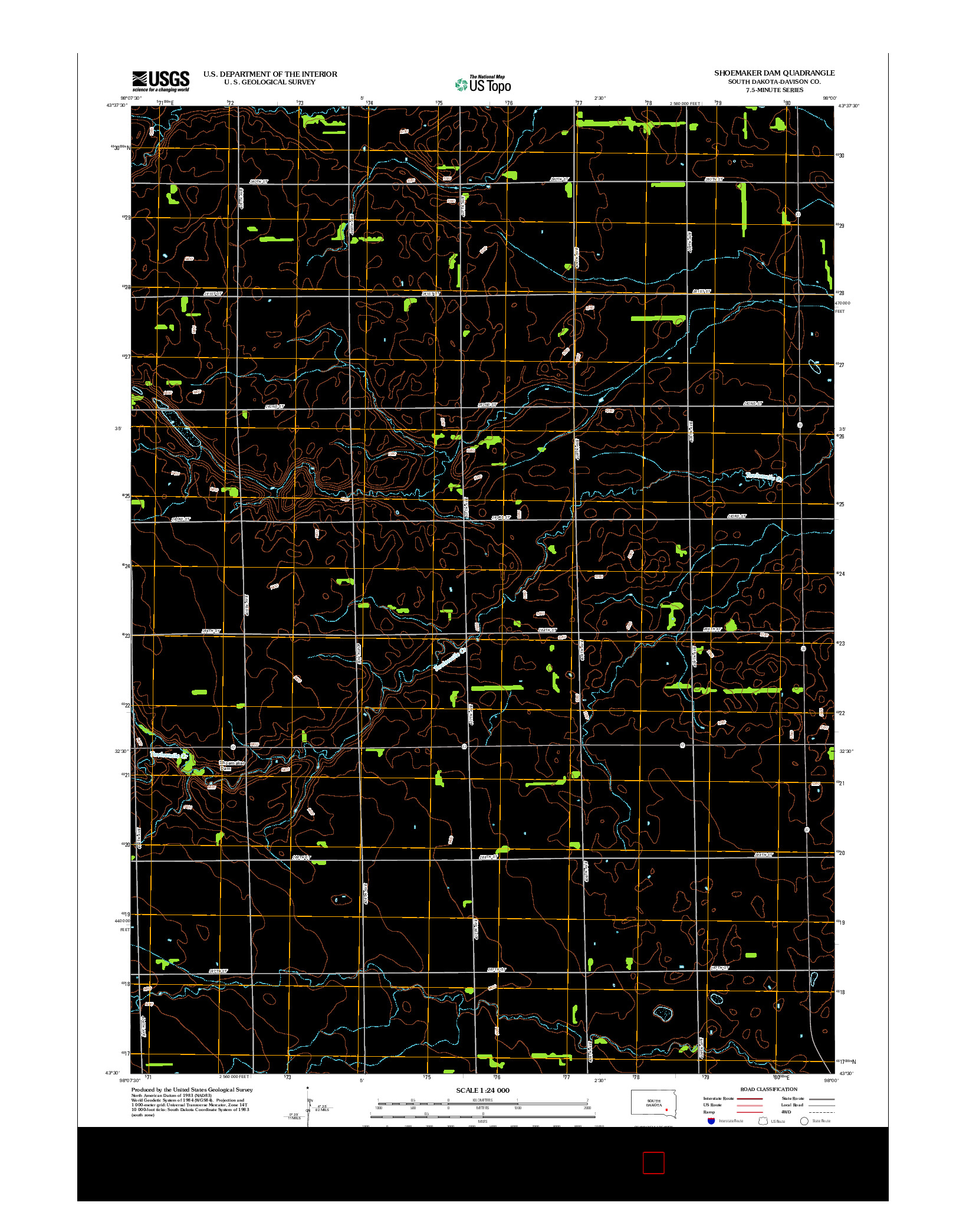 USGS US TOPO 7.5-MINUTE MAP FOR SHOEMAKER DAM, SD 2012