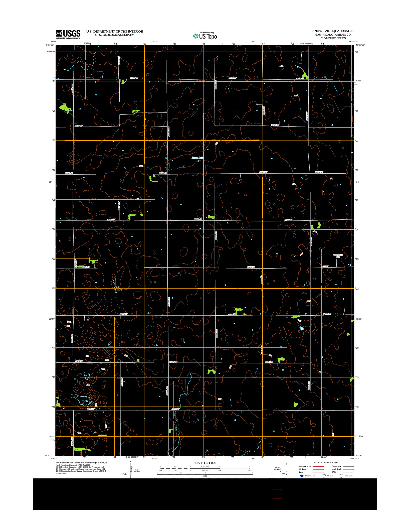 USGS US TOPO 7.5-MINUTE MAP FOR SNOW LAKE, SD 2012