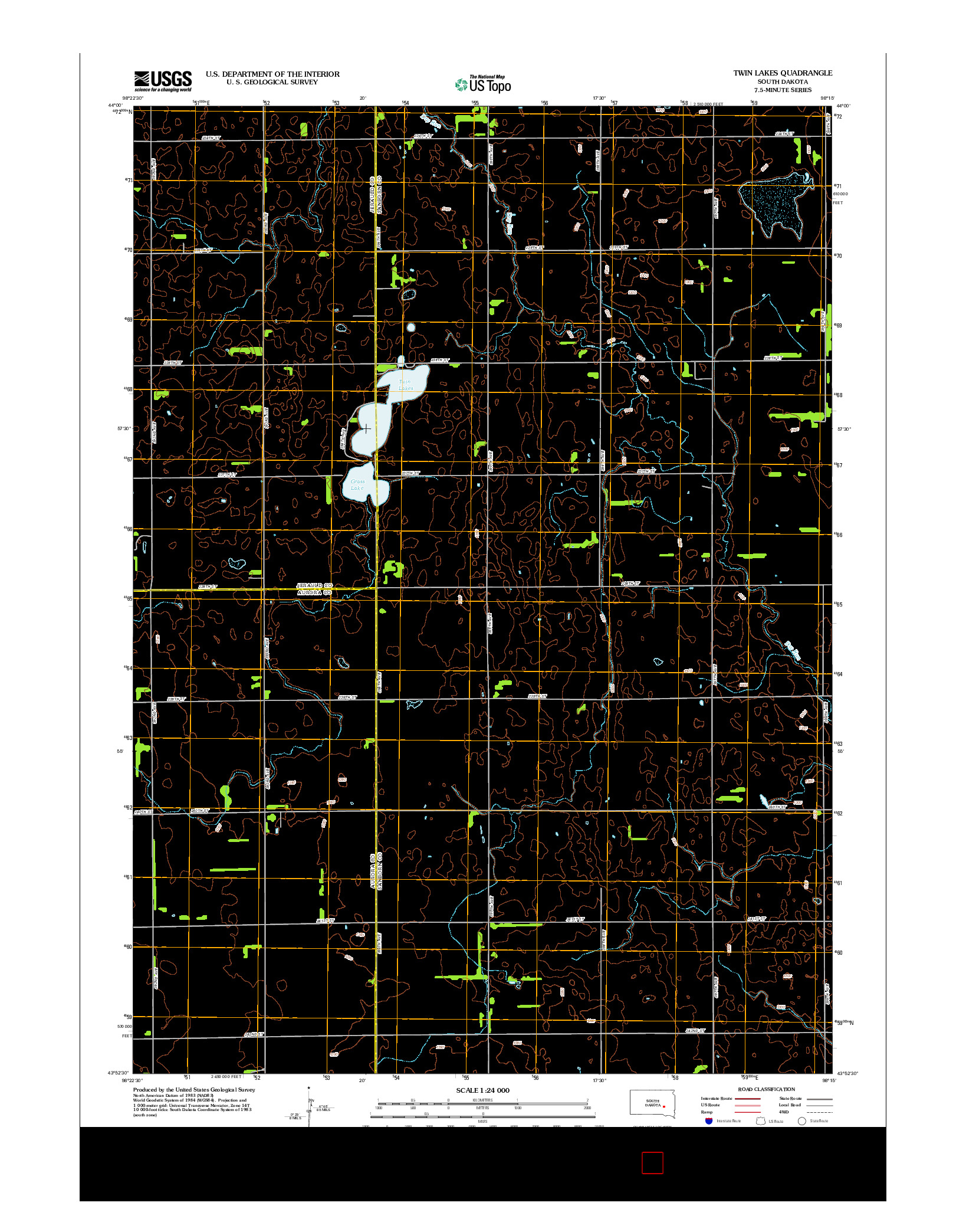 USGS US TOPO 7.5-MINUTE MAP FOR TWIN LAKES, SD 2012