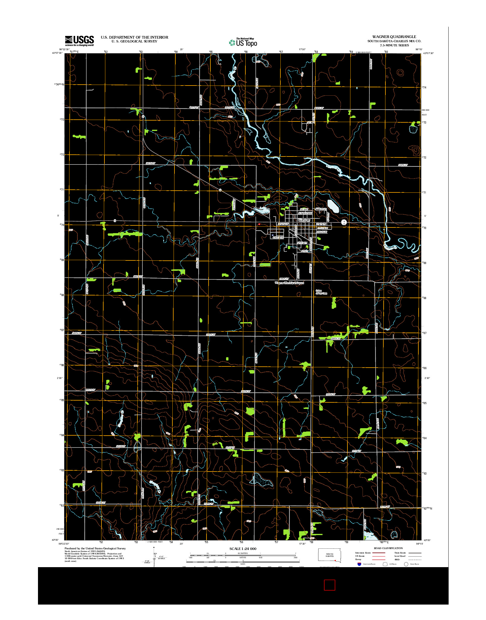 USGS US TOPO 7.5-MINUTE MAP FOR WAGNER, SD 2012
