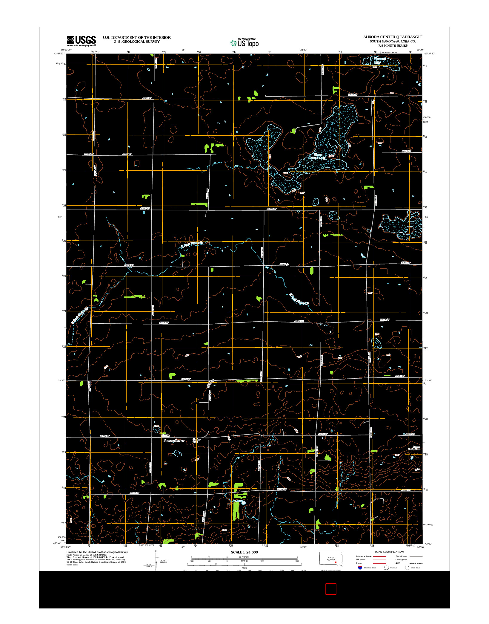 USGS US TOPO 7.5-MINUTE MAP FOR AURORA CENTER, SD 2012
