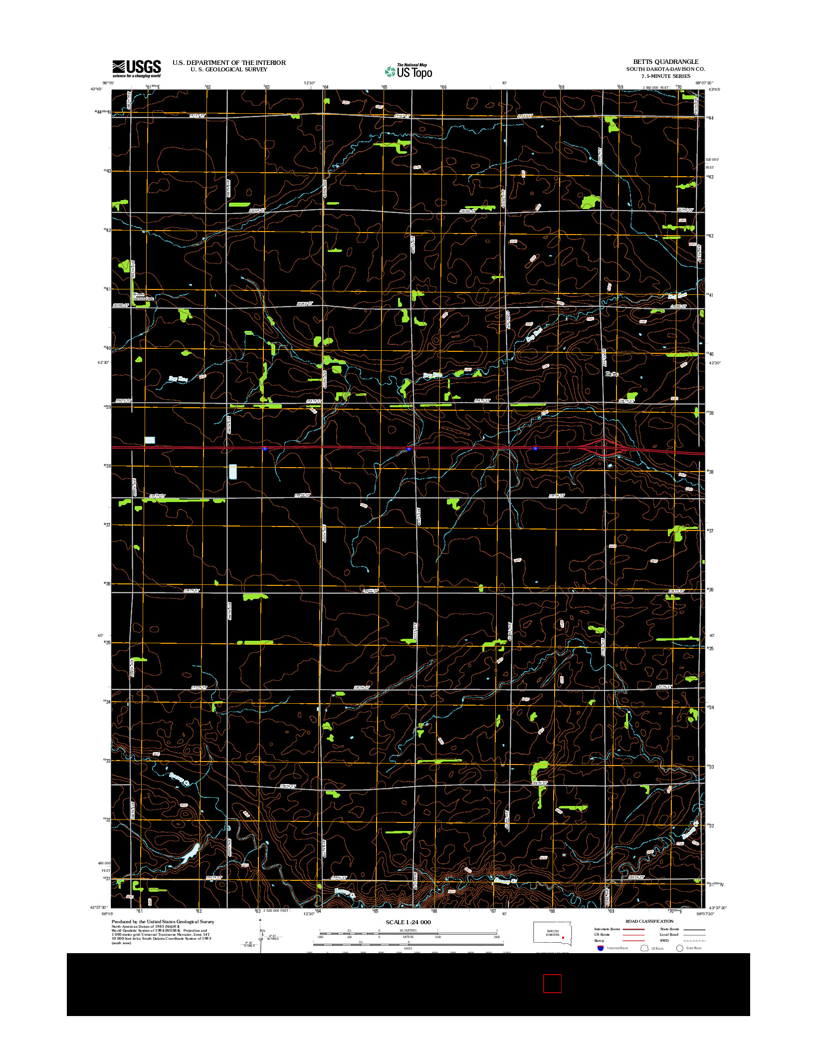 USGS US TOPO 7.5-MINUTE MAP FOR BETTS, SD 2012