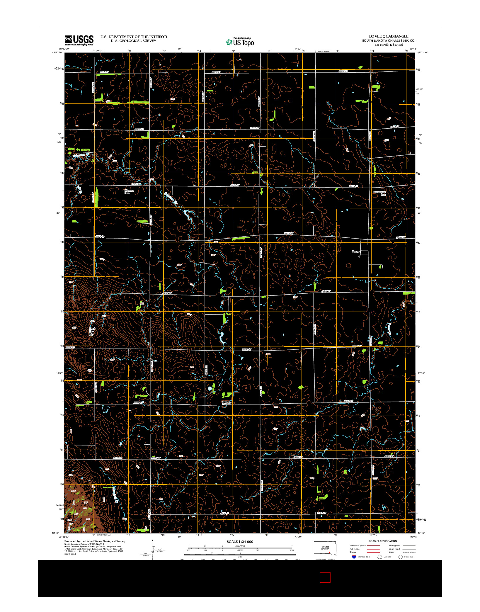 USGS US TOPO 7.5-MINUTE MAP FOR BOVEE, SD 2012