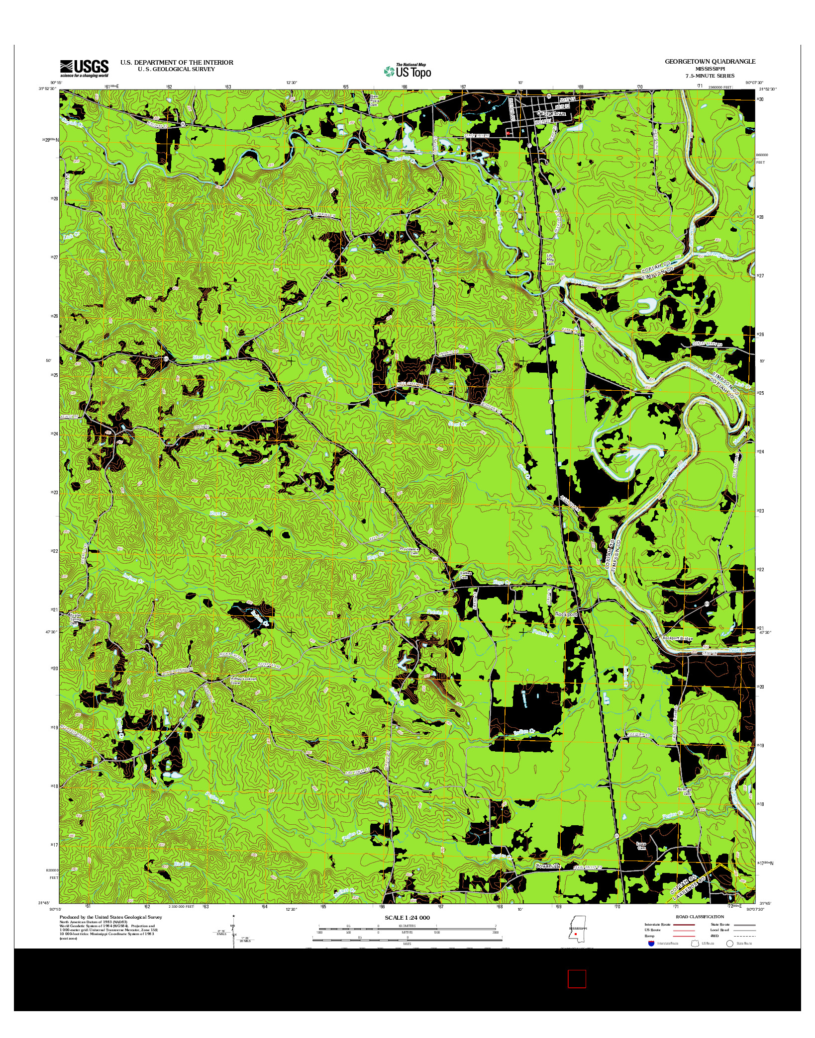USGS US TOPO 7.5-MINUTE MAP FOR GEORGETOWN, MS 2012