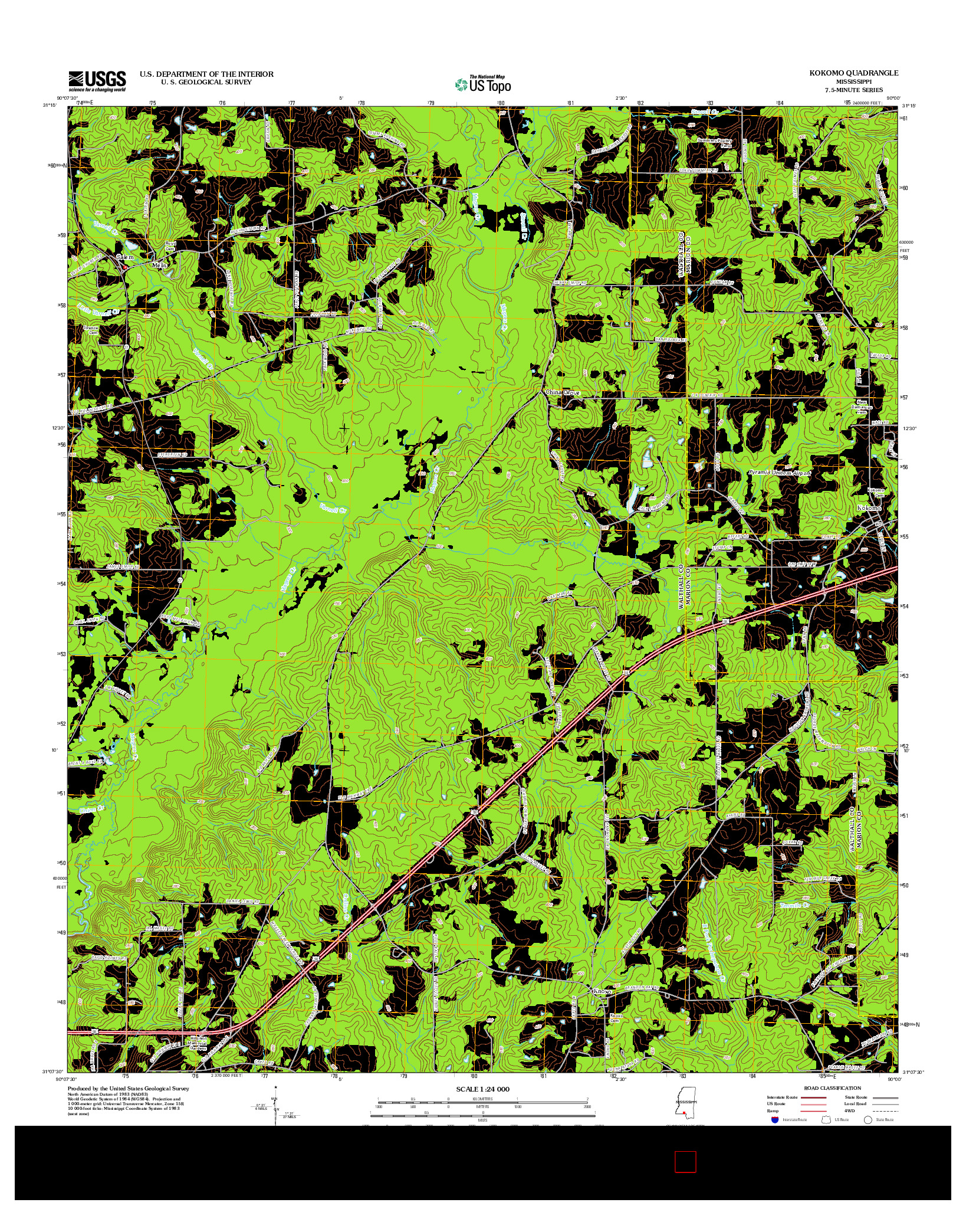 USGS US TOPO 7.5-MINUTE MAP FOR KOKOMO, MS 2012