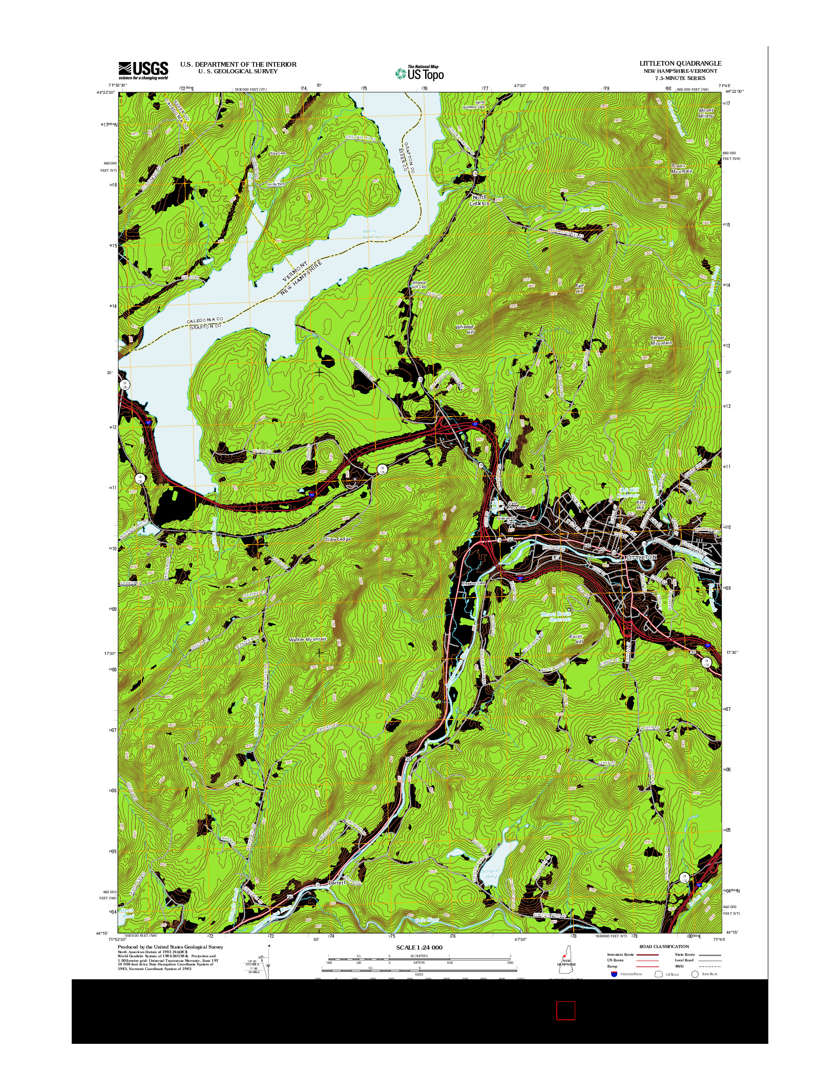 USGS US TOPO 7.5-MINUTE MAP FOR LITTLETON, NH-VT 2012