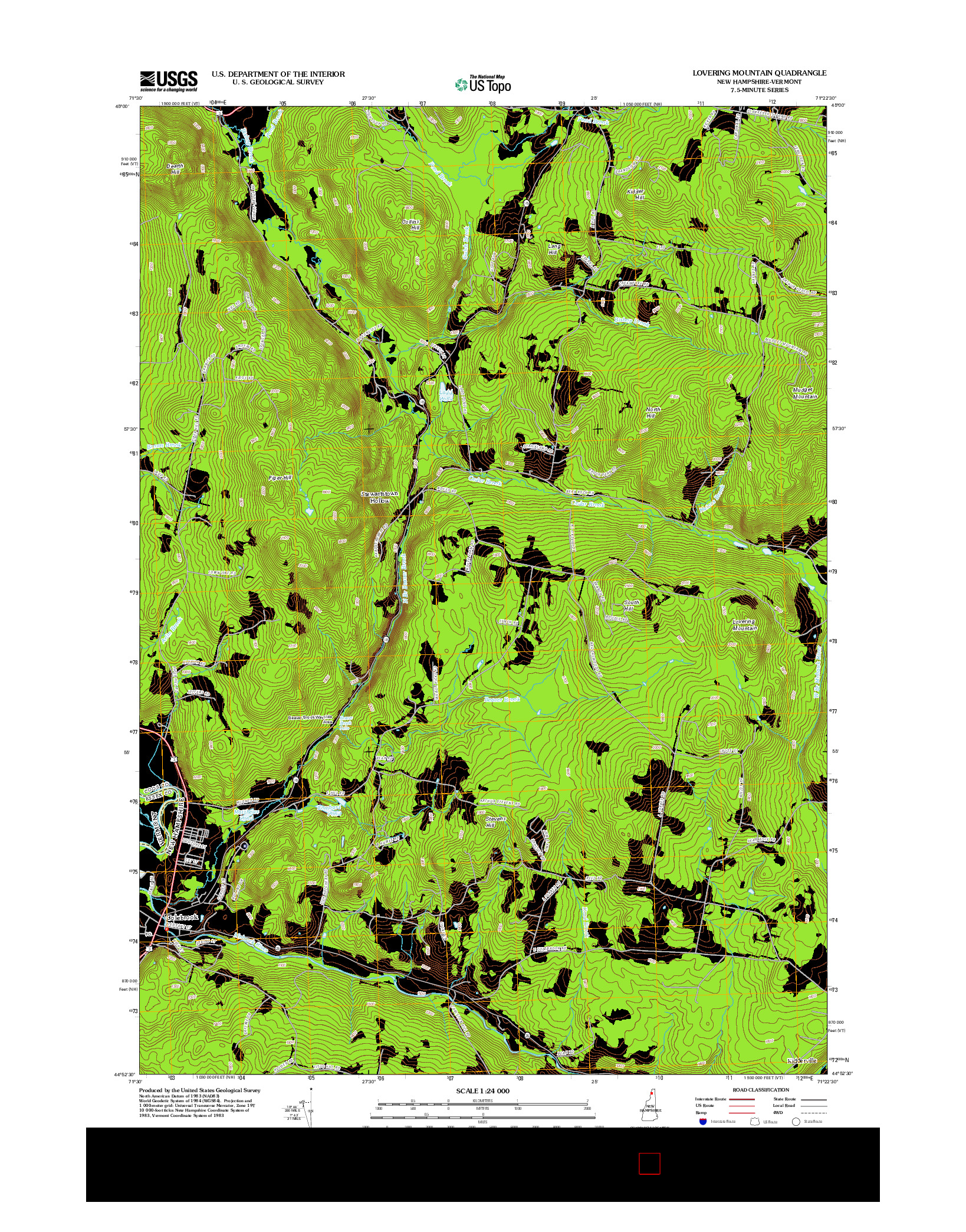 USGS US TOPO 7.5-MINUTE MAP FOR LOVERING MOUNTAIN, NH-VT 2012