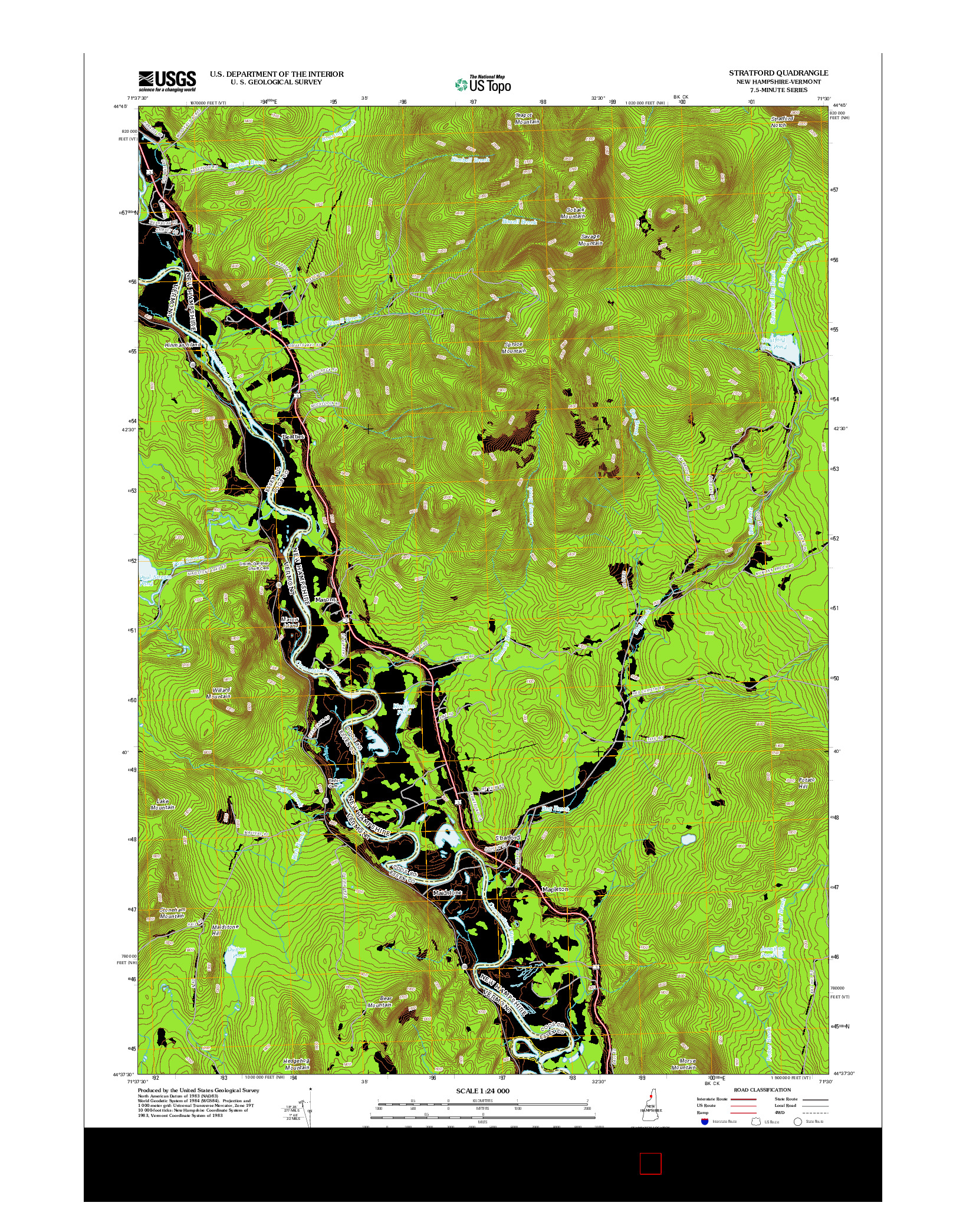 USGS US TOPO 7.5-MINUTE MAP FOR STRATFORD, NH-VT 2012