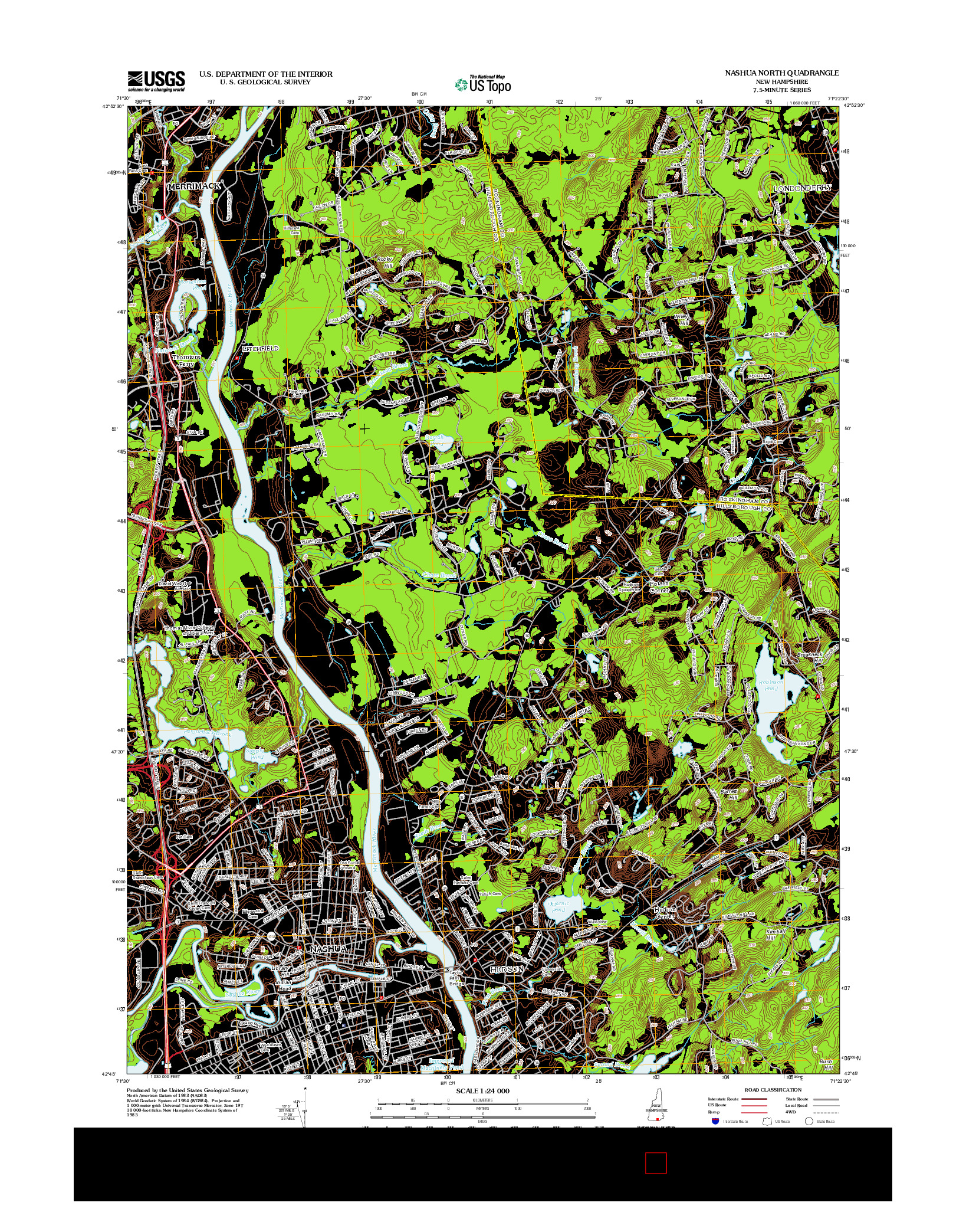 USGS US TOPO 7.5-MINUTE MAP FOR NASHUA NORTH, NH 2012