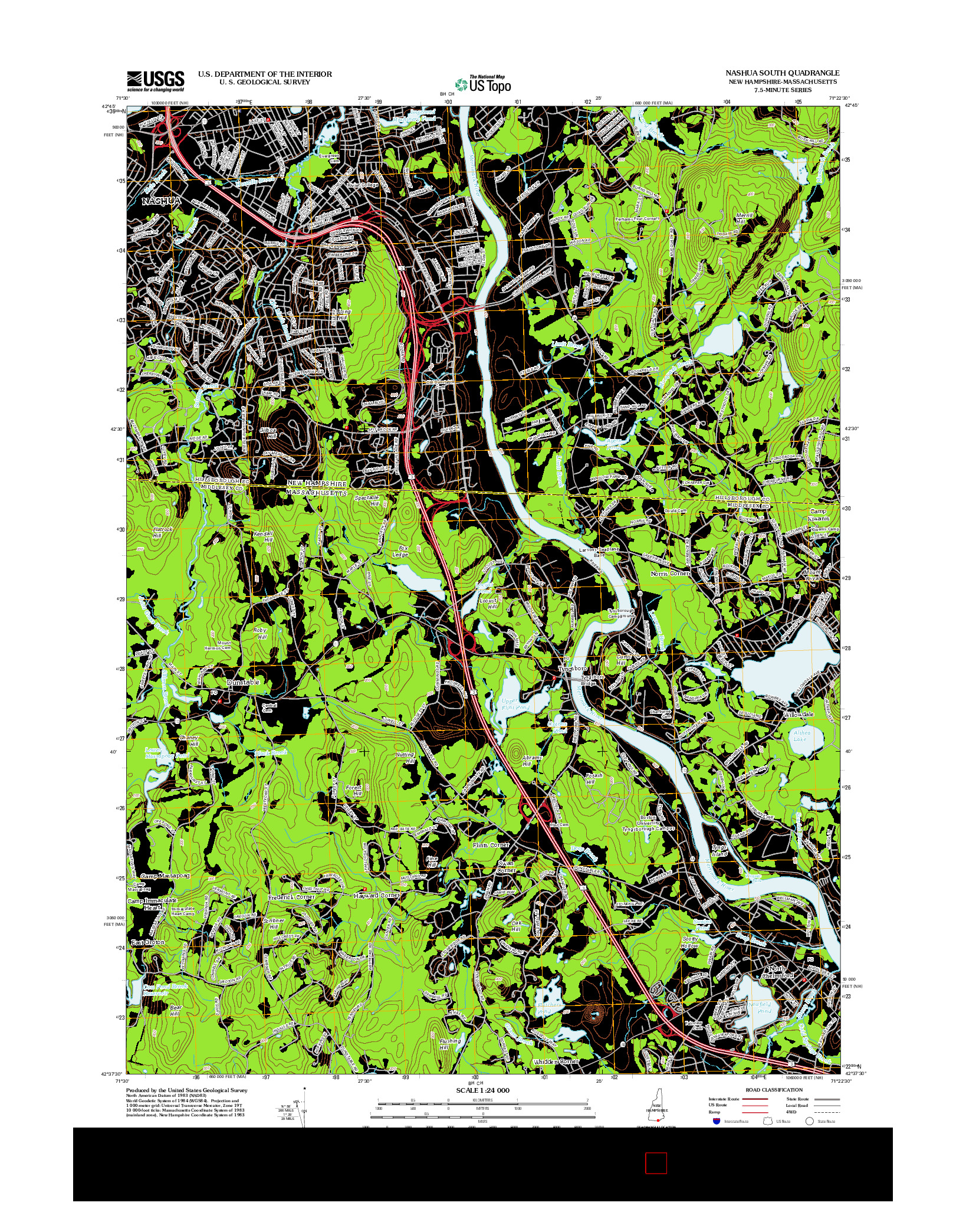 USGS US TOPO 7.5-MINUTE MAP FOR NASHUA SOUTH, NH-MA 2012