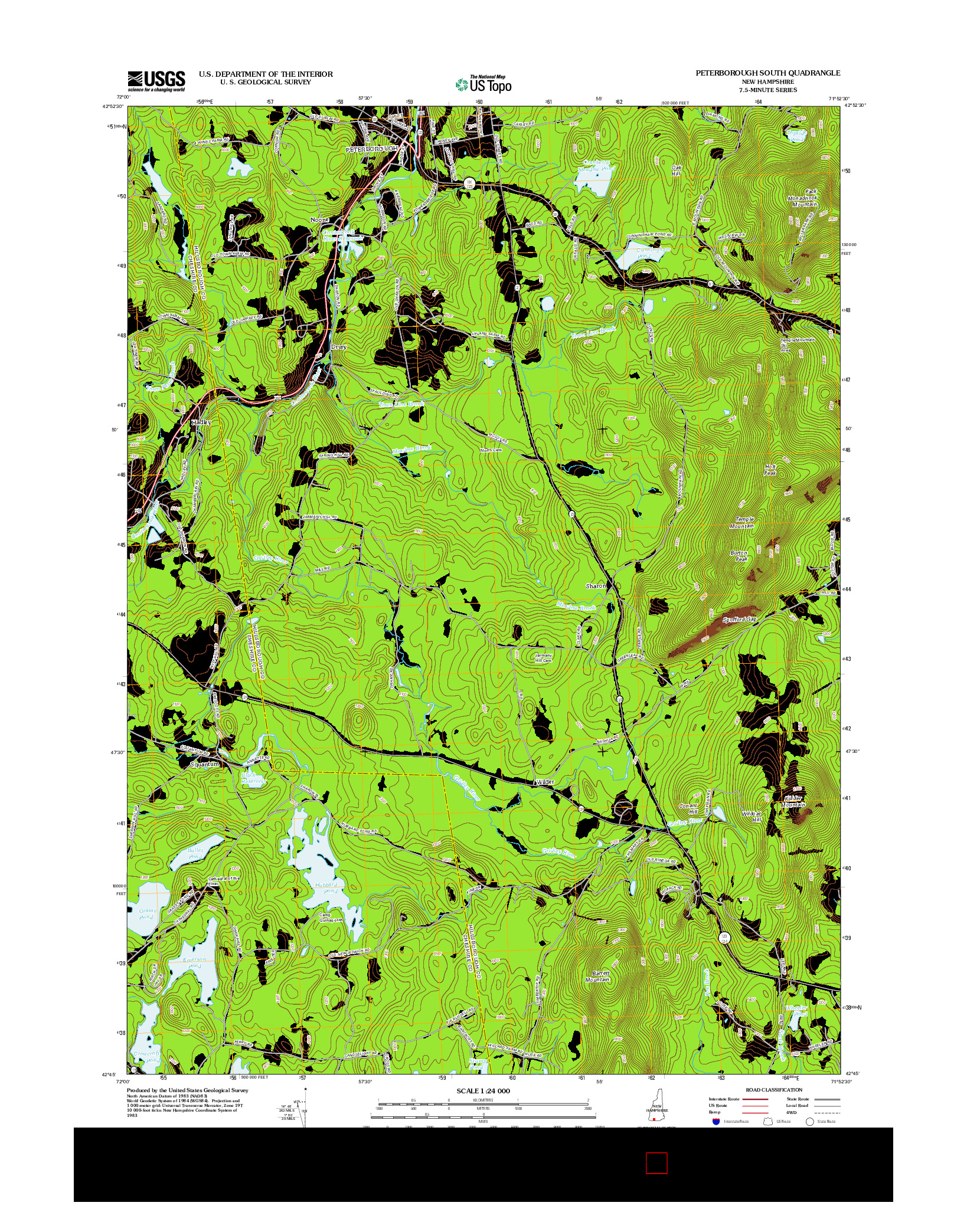 USGS US TOPO 7.5-MINUTE MAP FOR PETERBOROUGH SOUTH, NH 2012