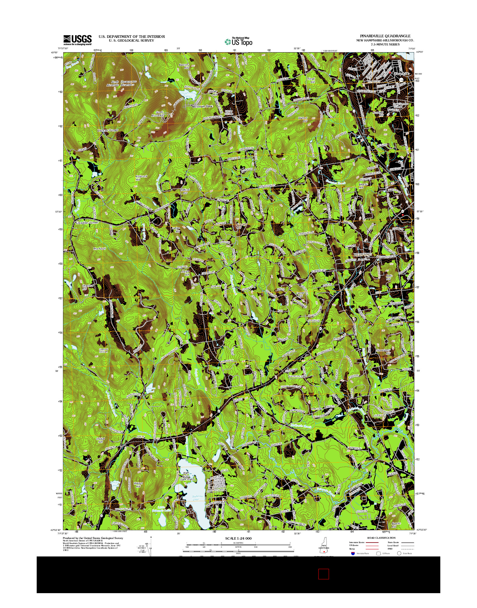 USGS US TOPO 7.5-MINUTE MAP FOR PINARDVILLE, NH 2012