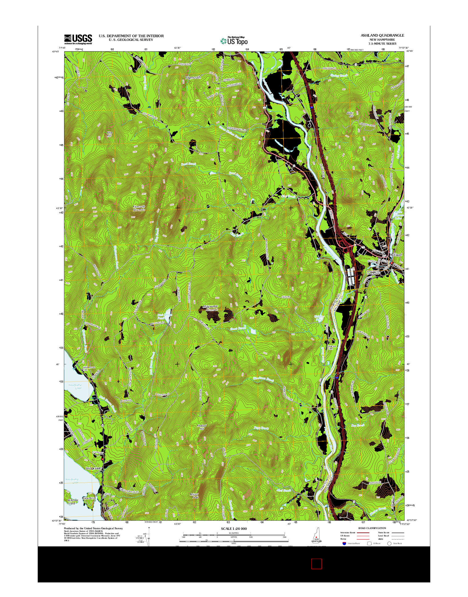 USGS US TOPO 7.5-MINUTE MAP FOR ASHLAND, NH 2012