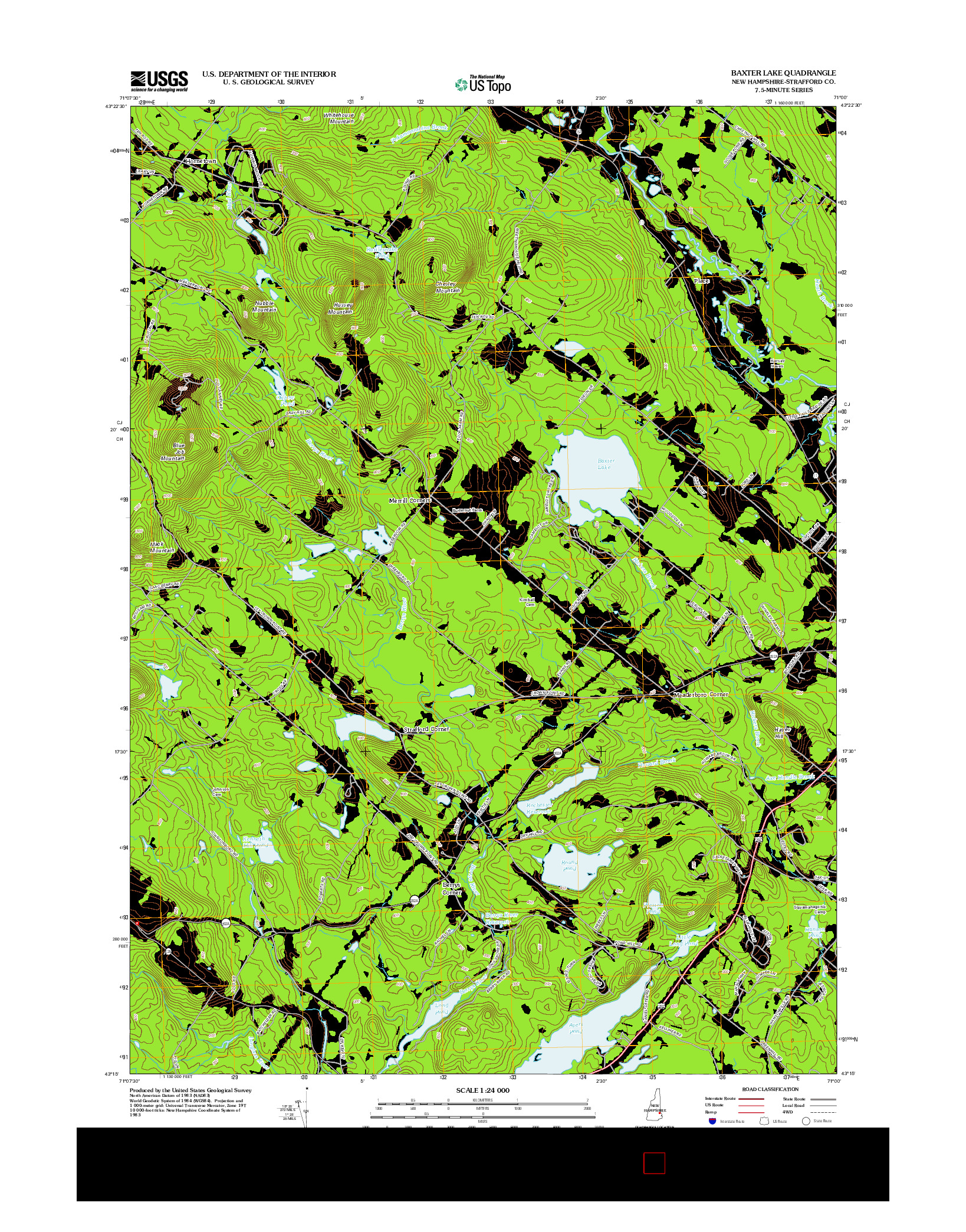 USGS US TOPO 7.5-MINUTE MAP FOR BAXTER LAKE, NH 2012