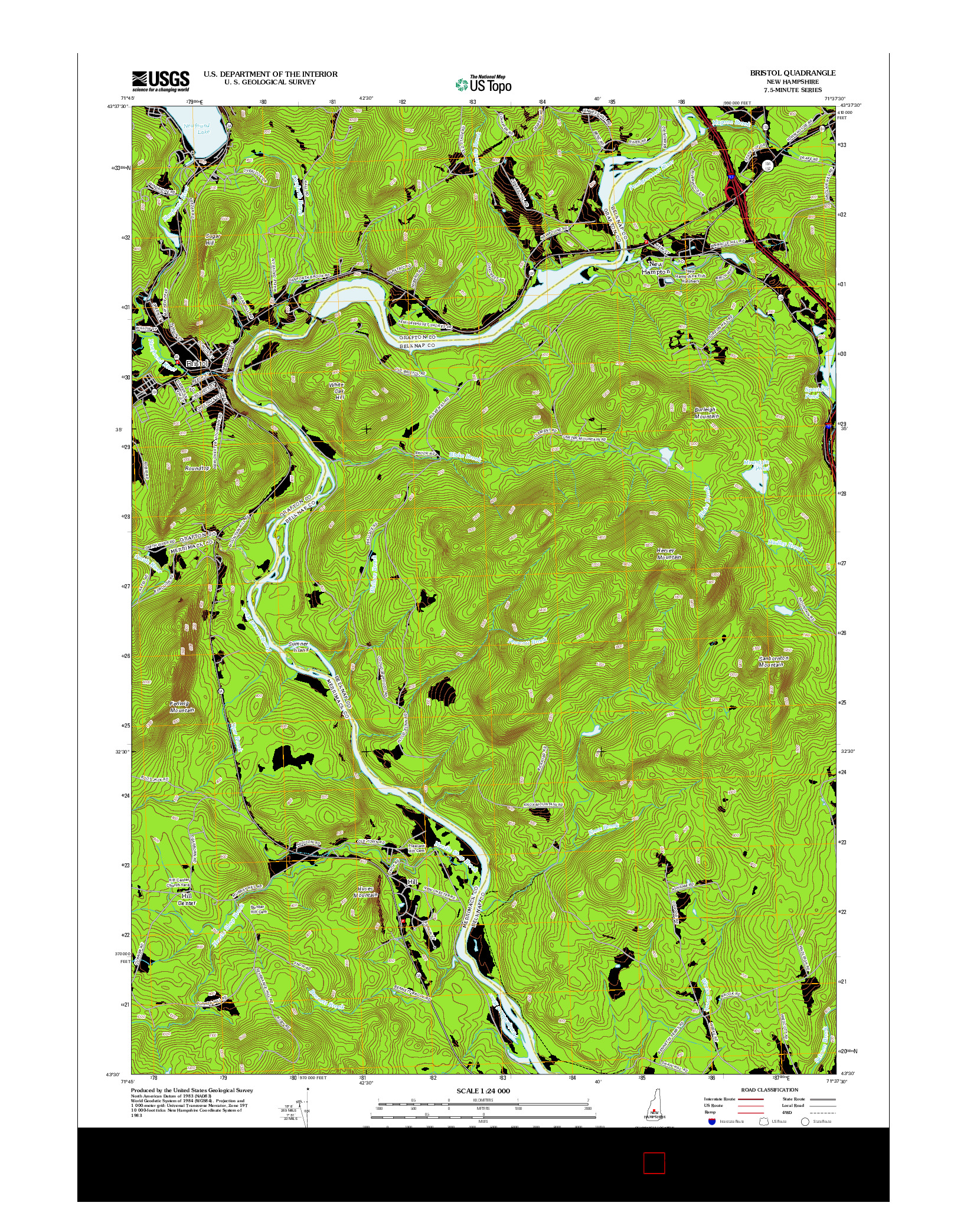 USGS US TOPO 7.5-MINUTE MAP FOR BRISTOL, NH 2012