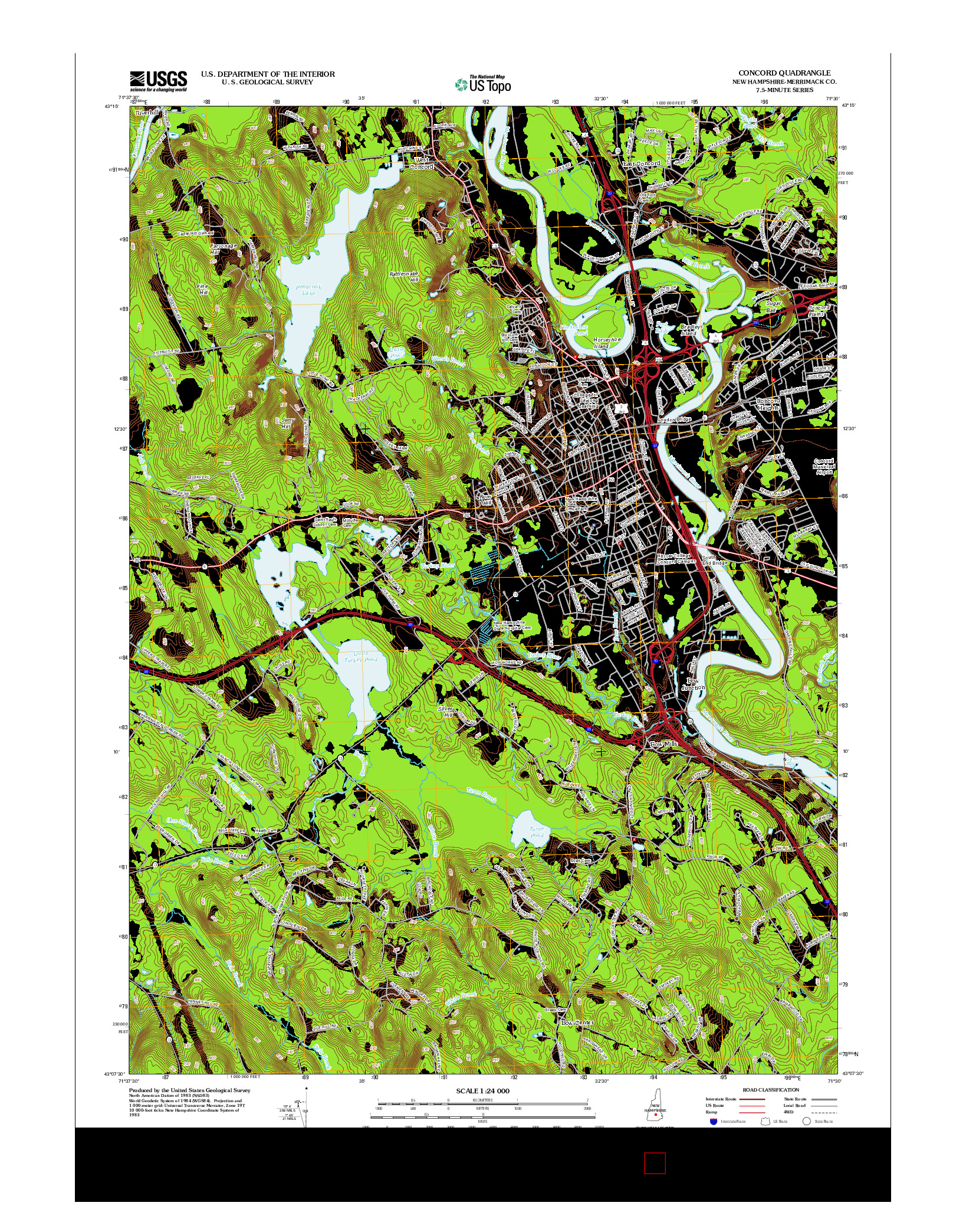 USGS US TOPO 7.5-MINUTE MAP FOR CONCORD, NH 2012