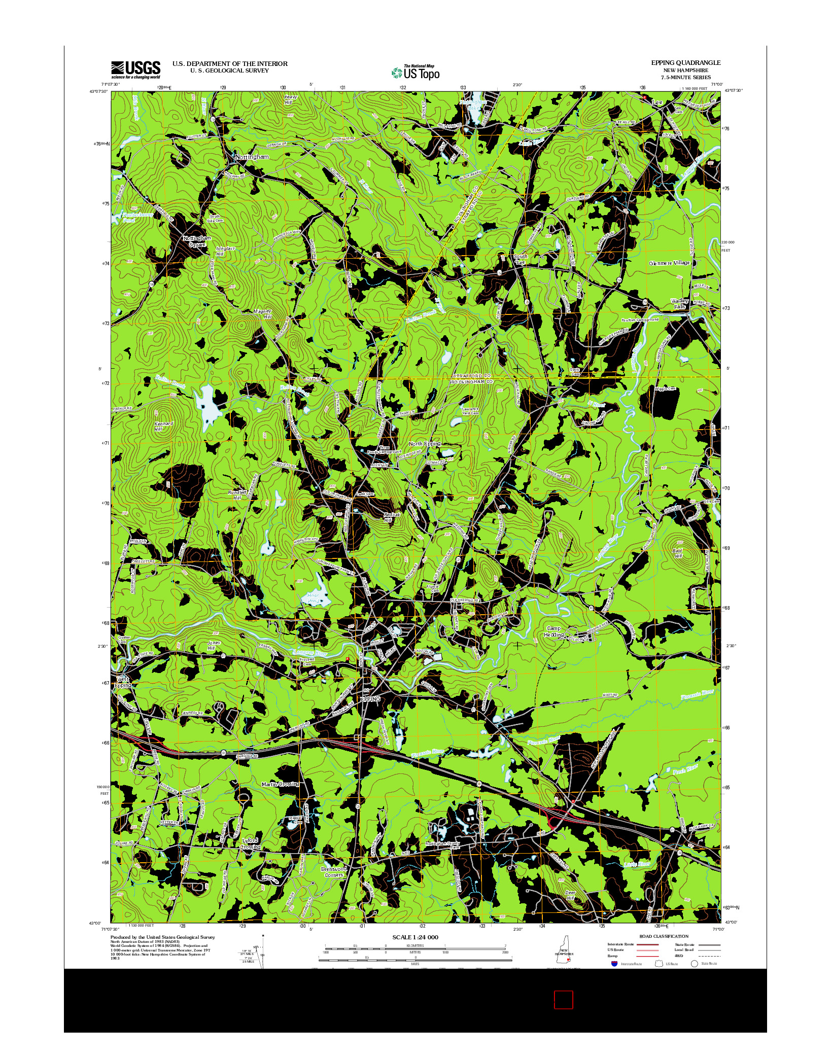 USGS US TOPO 7.5-MINUTE MAP FOR EPPING, NH 2012