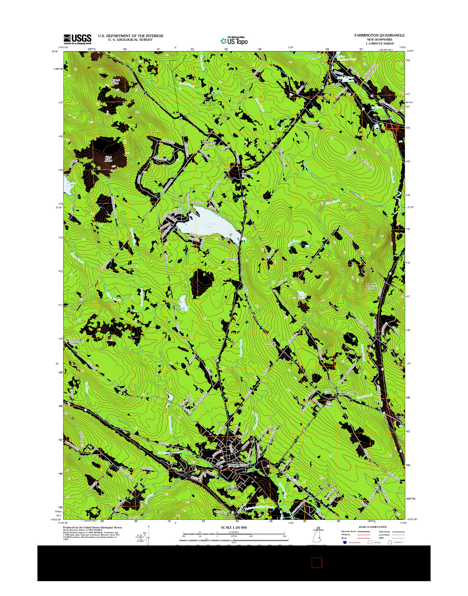 USGS US TOPO 7.5-MINUTE MAP FOR FARMINGTON, NH 2012