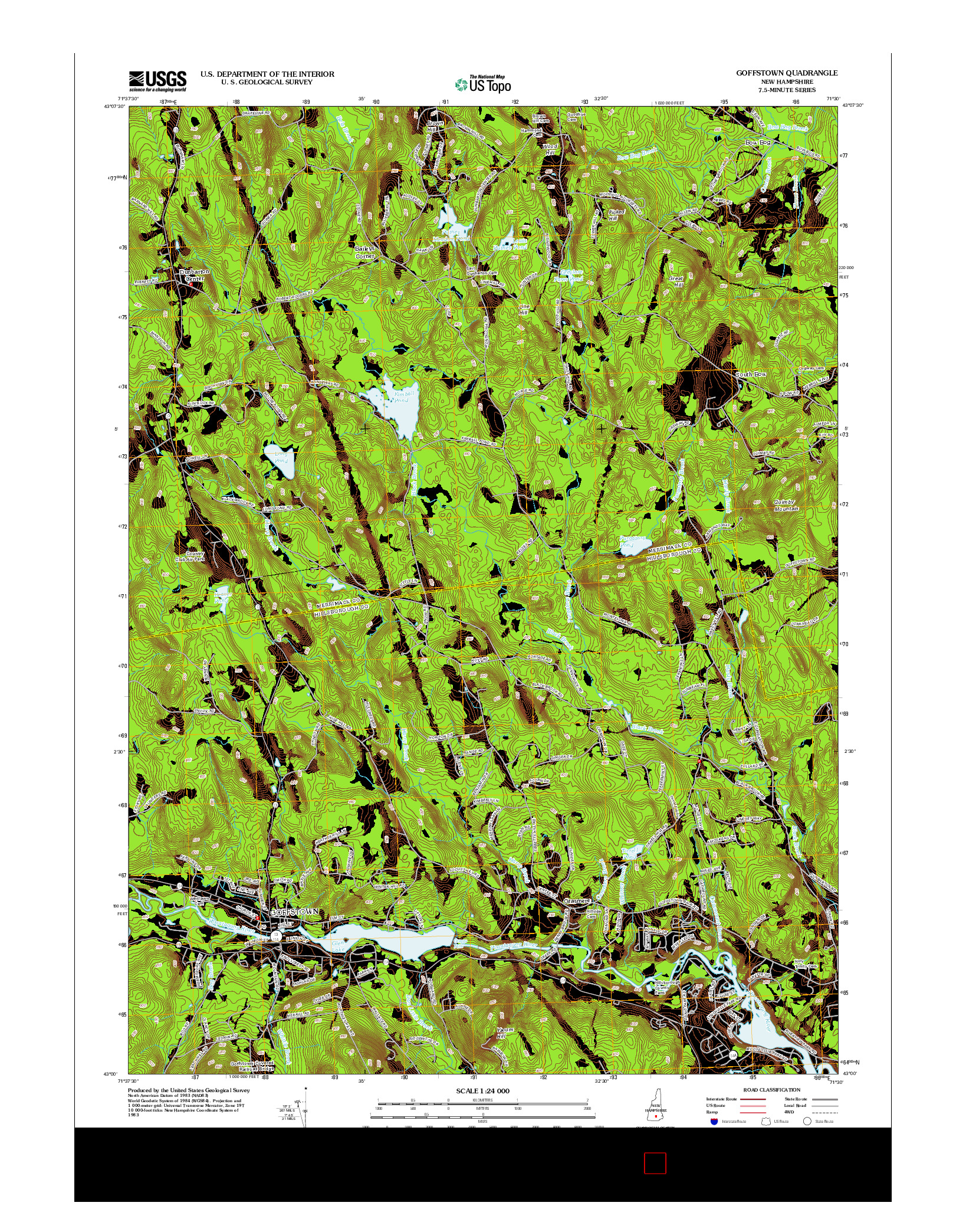 USGS US TOPO 7.5-MINUTE MAP FOR GOFFSTOWN, NH 2012