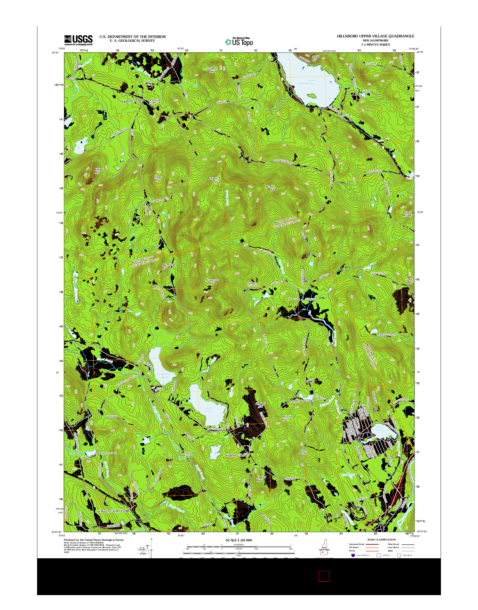 USGS US TOPO 7.5-MINUTE MAP FOR HILLSBORO UPPER VILLAGE, NH 2012