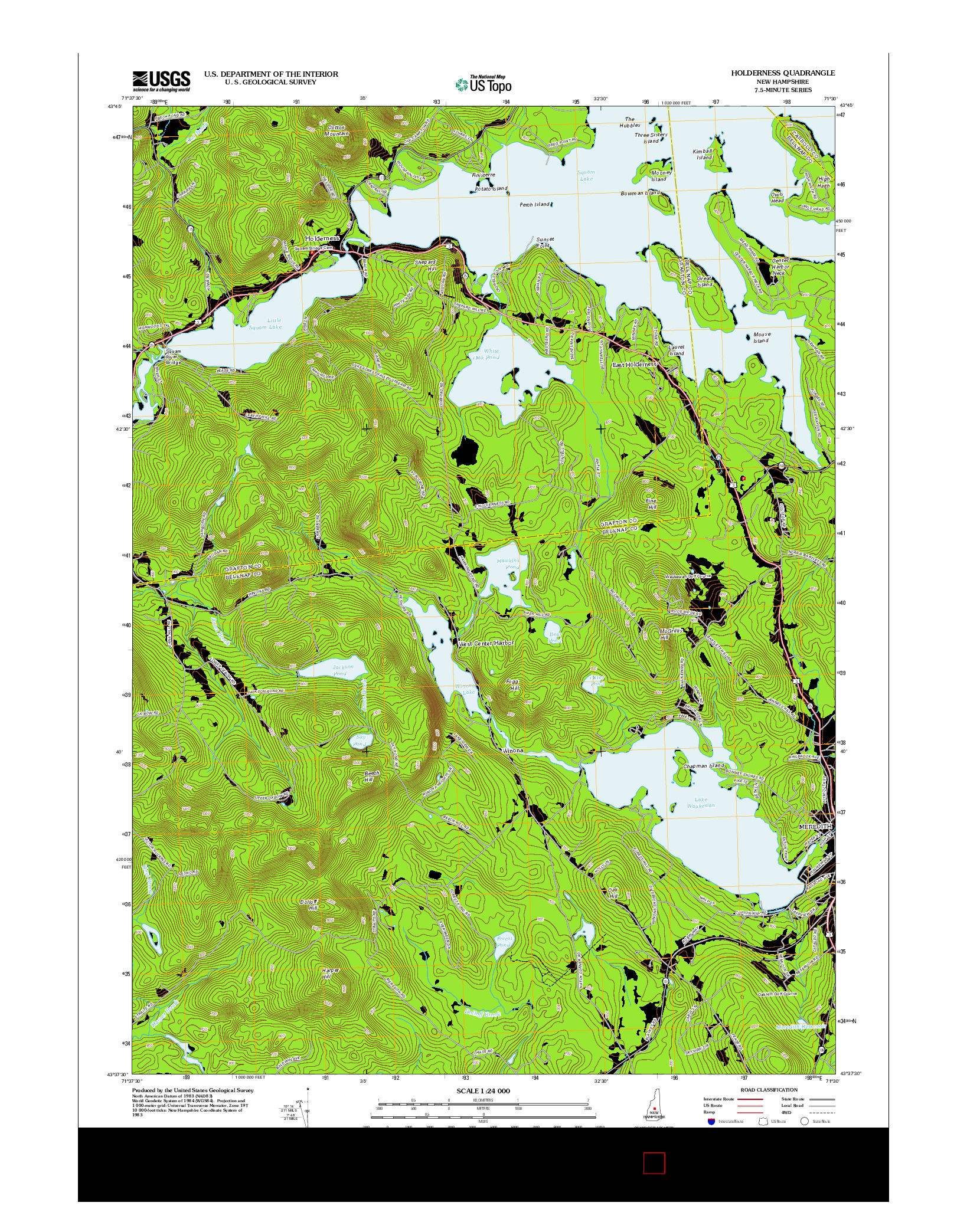 USGS US TOPO 7.5-MINUTE MAP FOR HOLDERNESS, NH 2012
