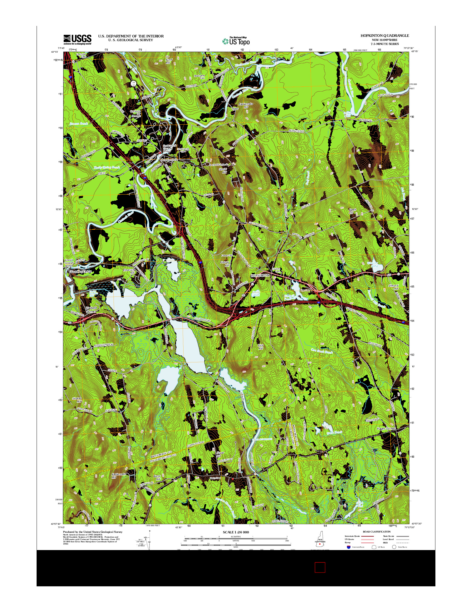 USGS US TOPO 7.5-MINUTE MAP FOR HOPKINTON, NH 2012