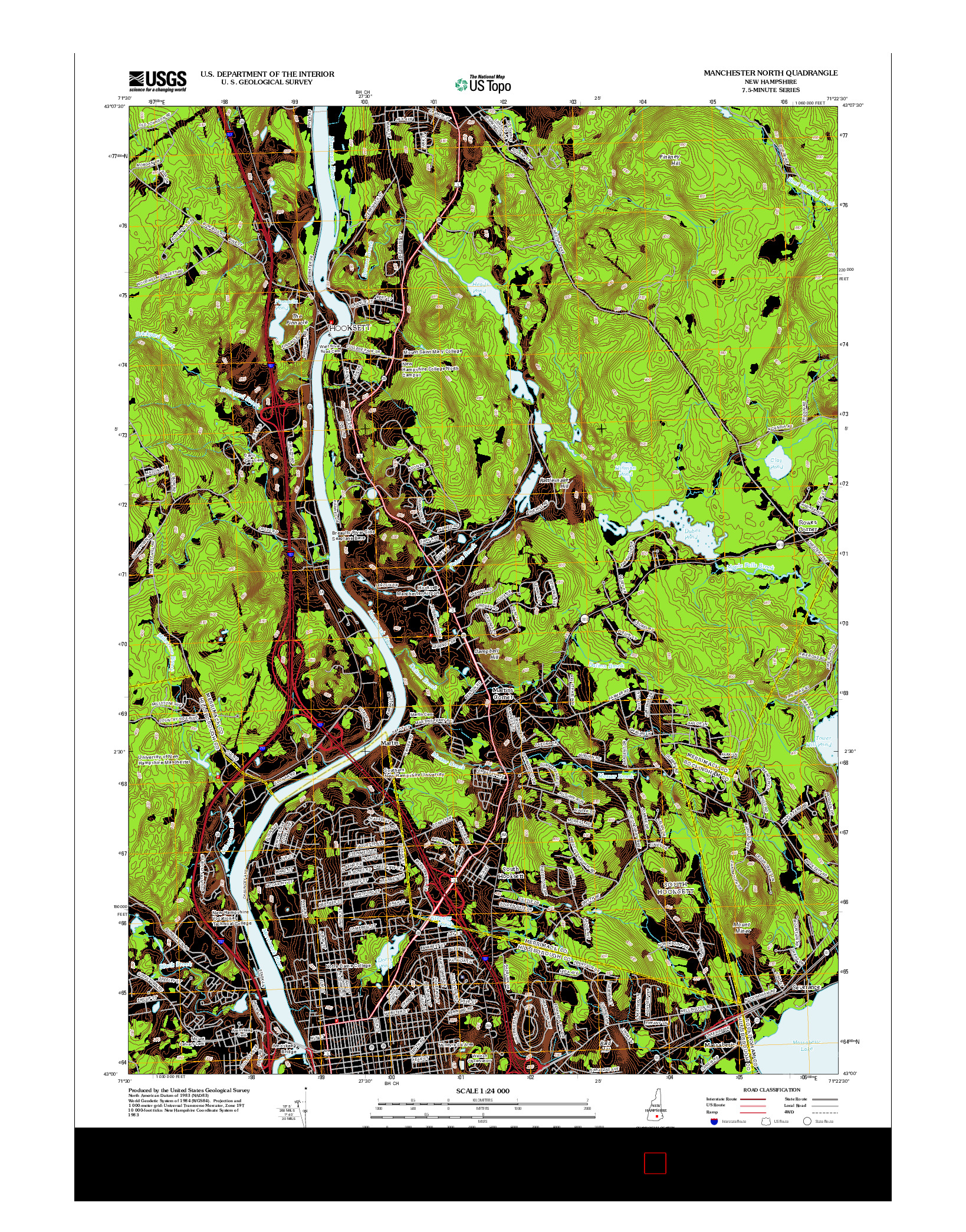 USGS US TOPO 7.5-MINUTE MAP FOR MANCHESTER NORTH, NH 2012