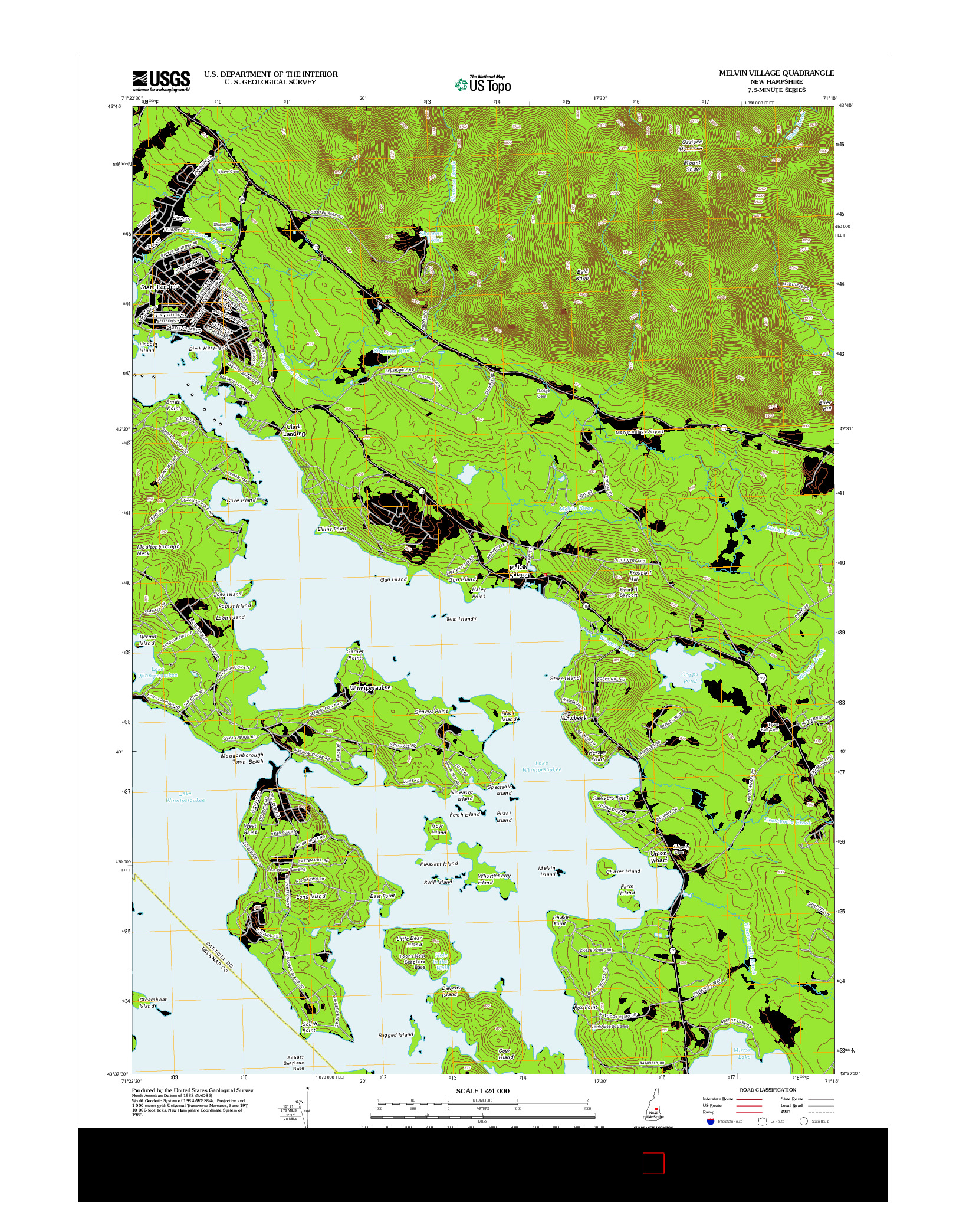 USGS US TOPO 7.5-MINUTE MAP FOR MELVIN VILLAGE, NH 2012