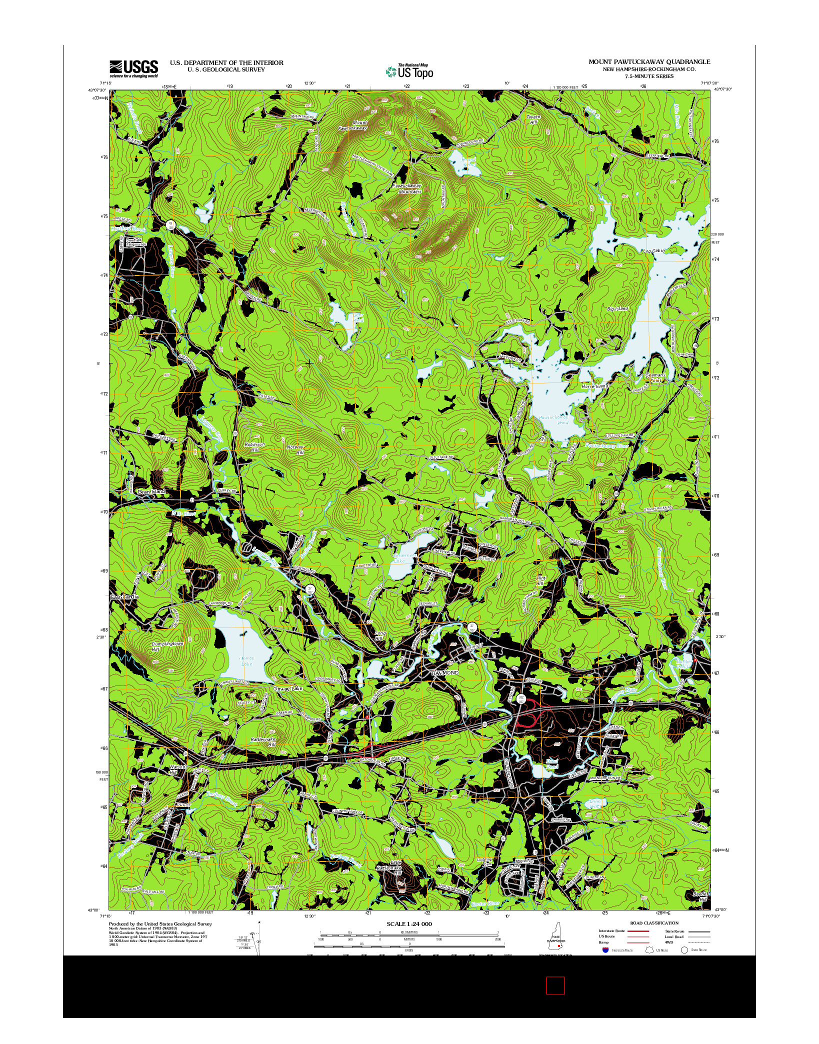USGS US TOPO 7.5-MINUTE MAP FOR MOUNT PAWTUCKAWAY, NH 2012